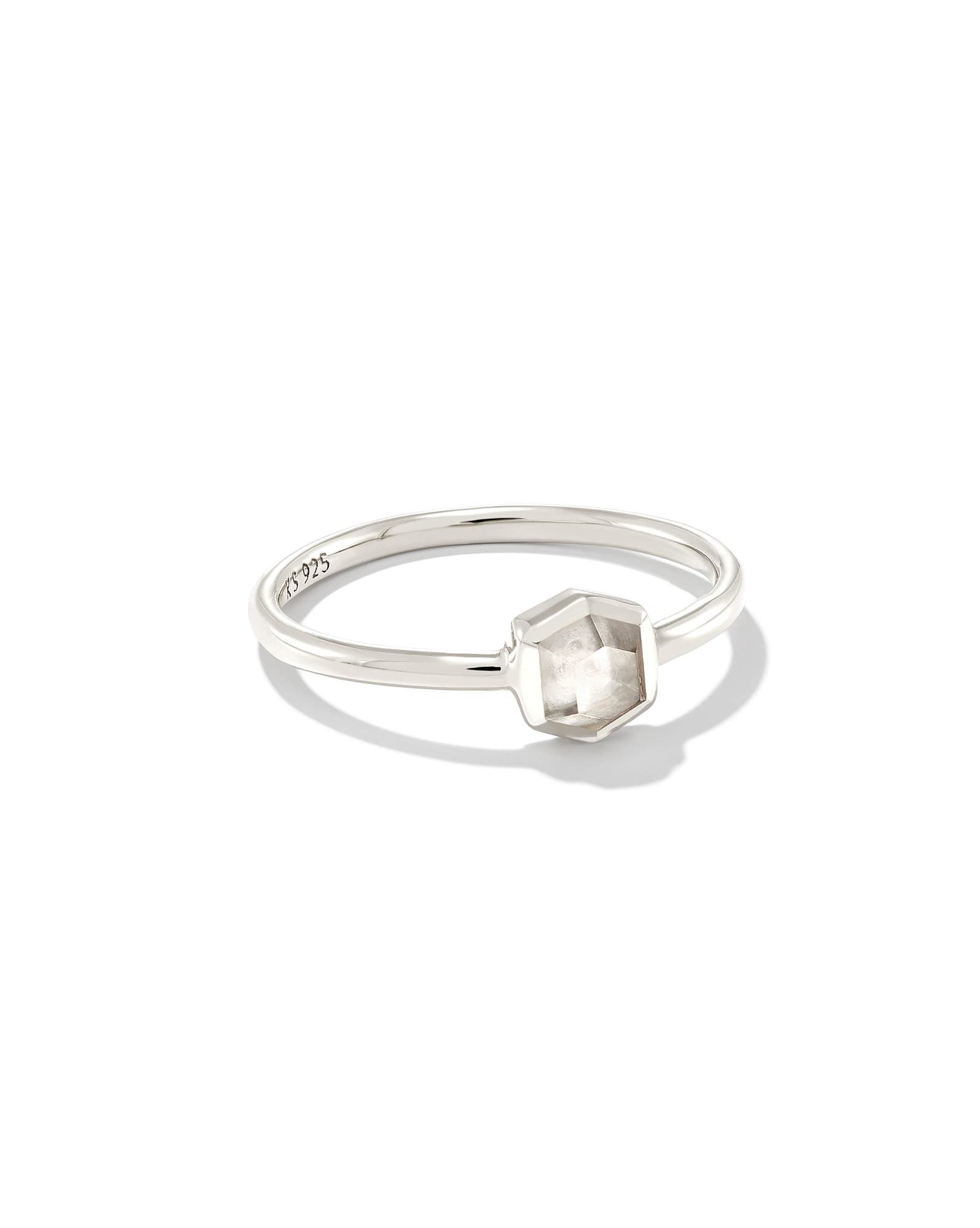 Davie Sterling Silver Band Ring in Clear Rock Crystal