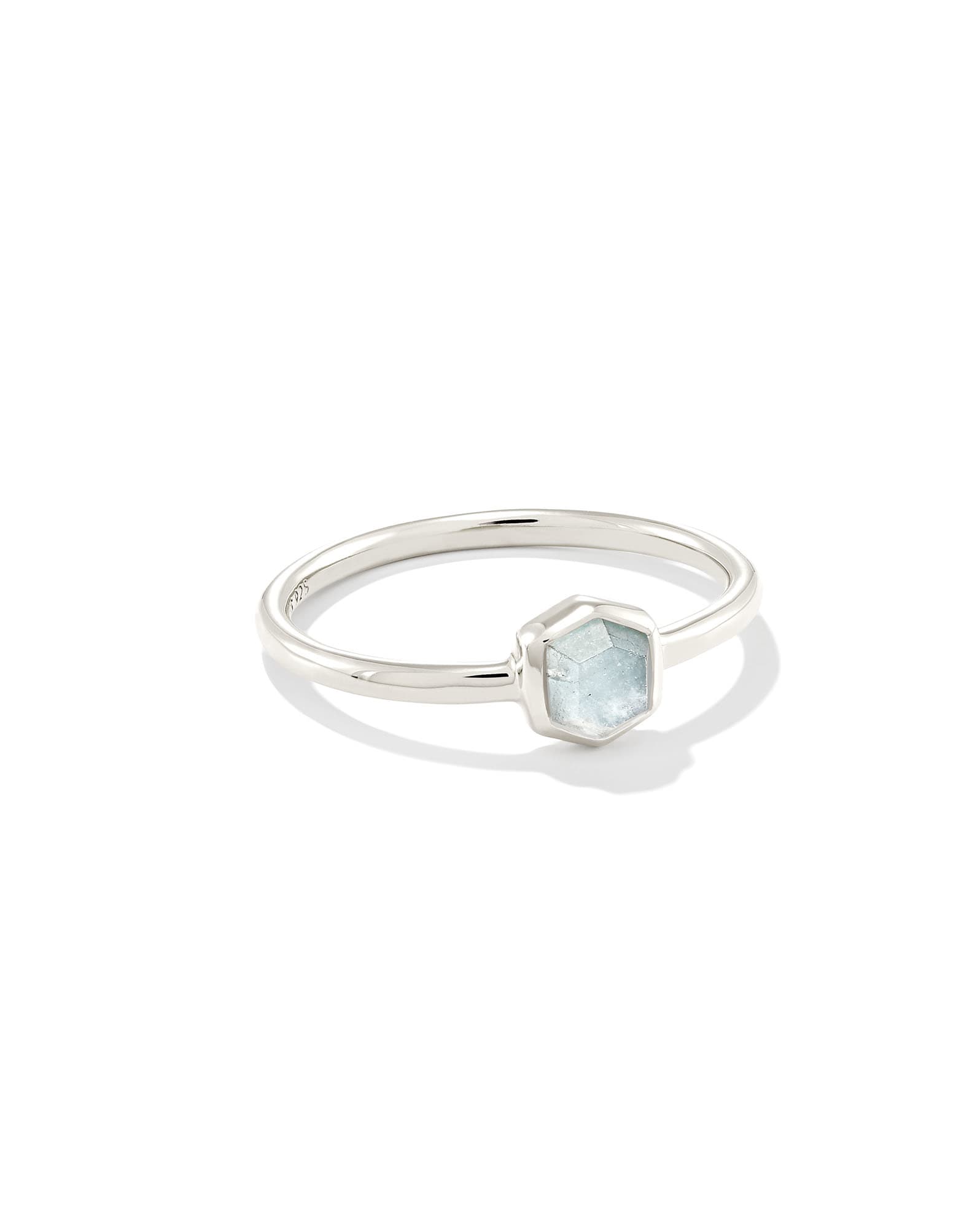 Davie Sterling Silver Band Ring in White Opal