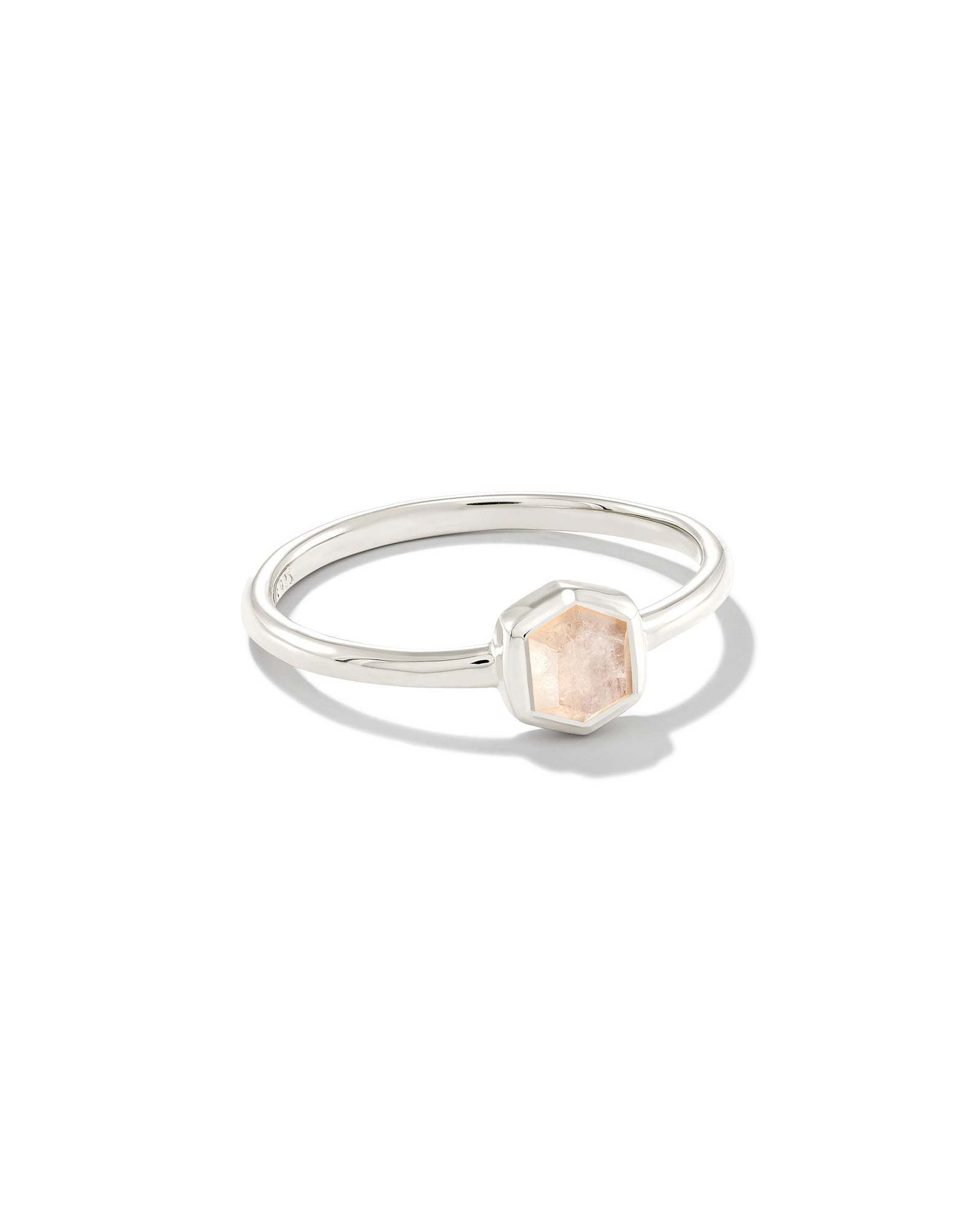 Davie Sterling Silver Band Ring in Rainbow Moonstone