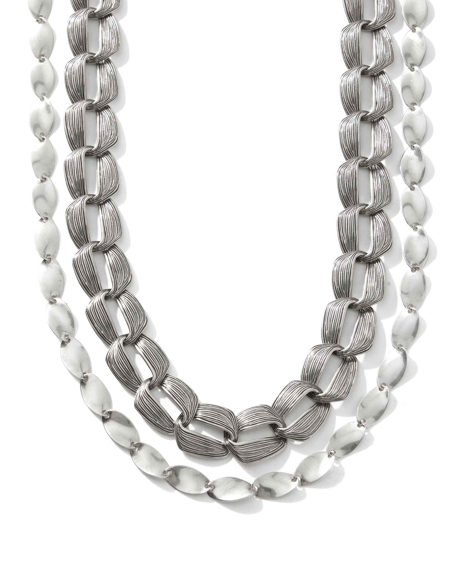 Kira Vintage Silver Chain Multi Strand Necklace