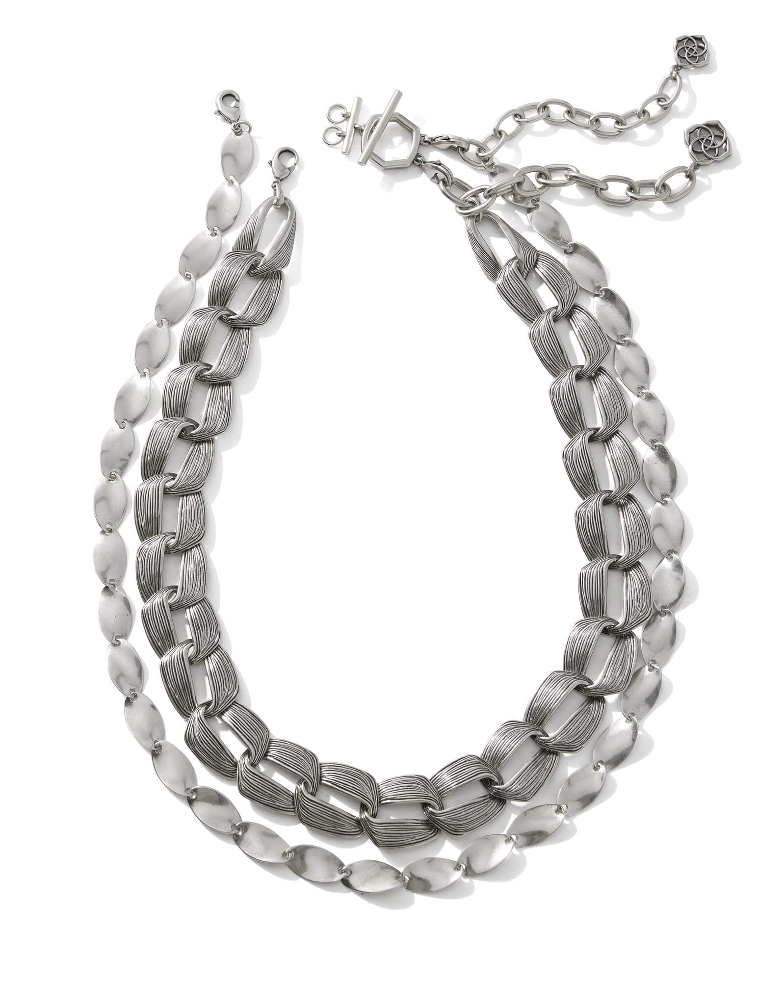 Kira Vintage Silver Chain Multi Strand Necklace