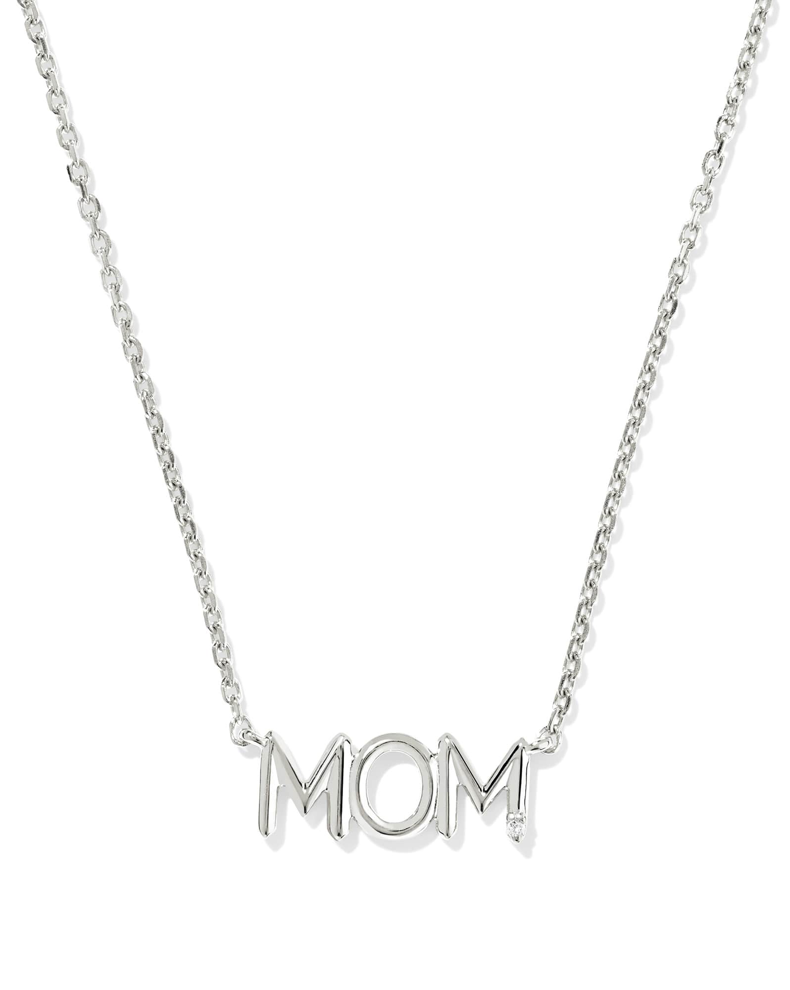 Mom Sparkle Sterling Silver Short Pendant Necklace