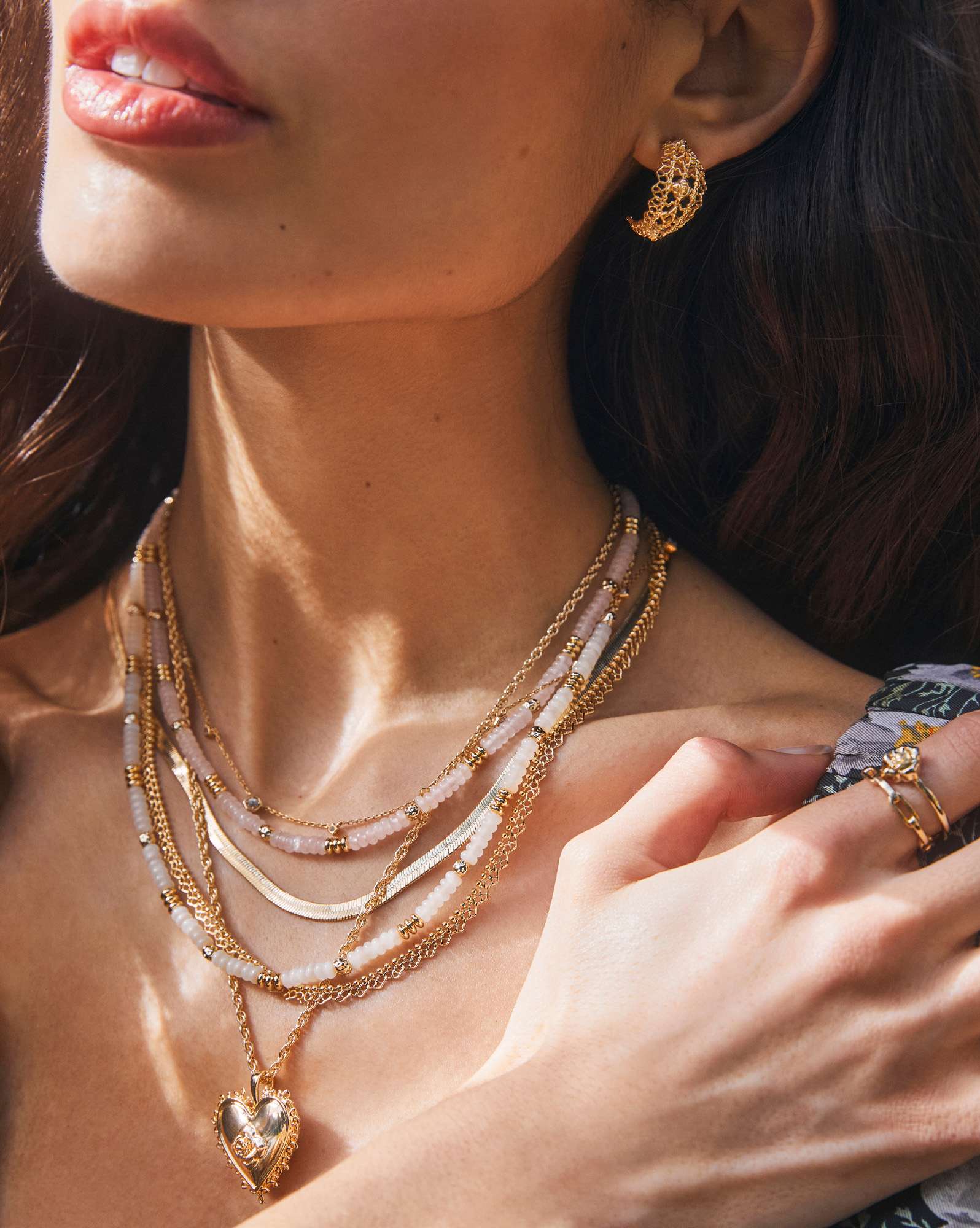 Mallory Rose Gold Multi Strand Necklace