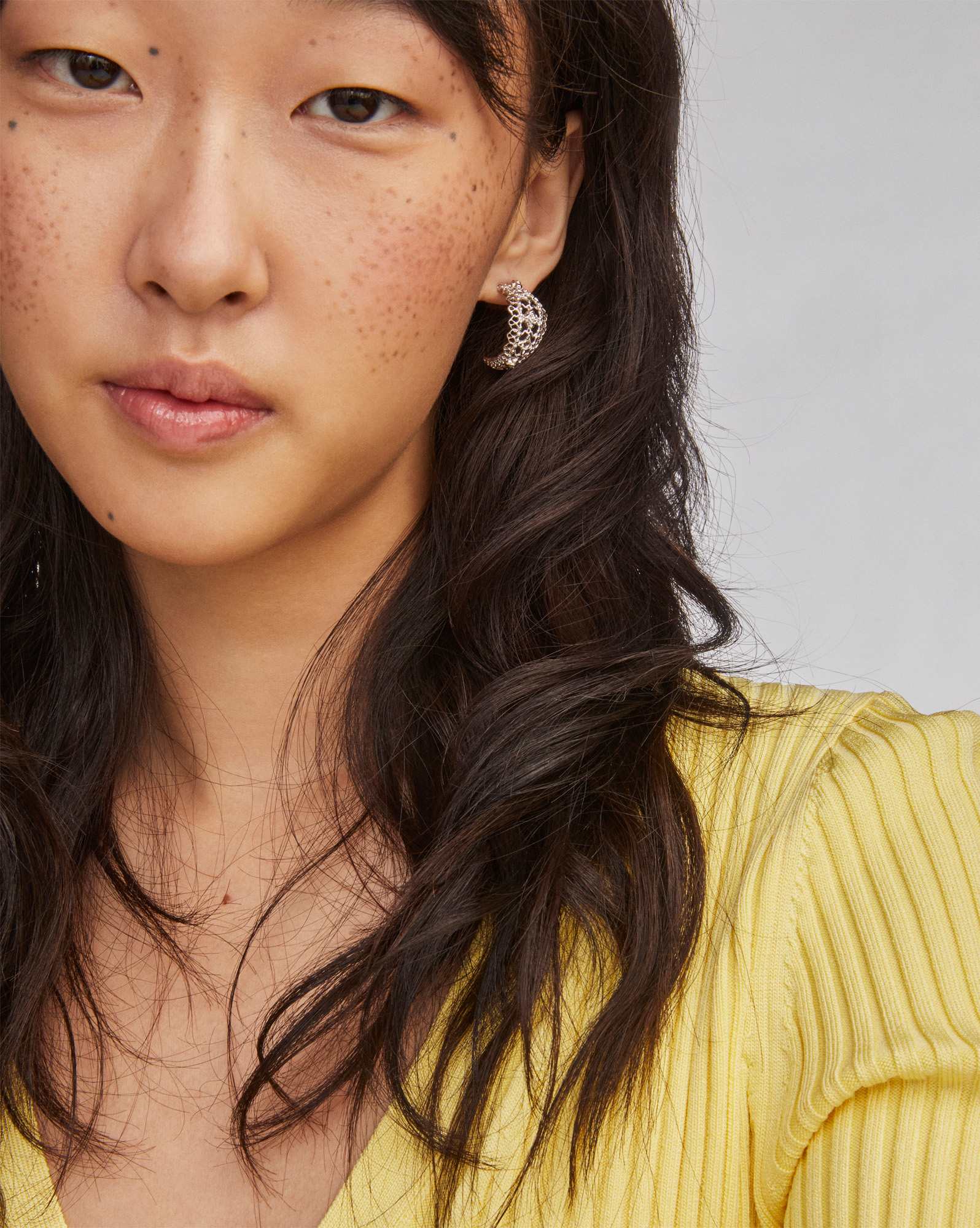 Krista Lace Silver Huggie Earrings