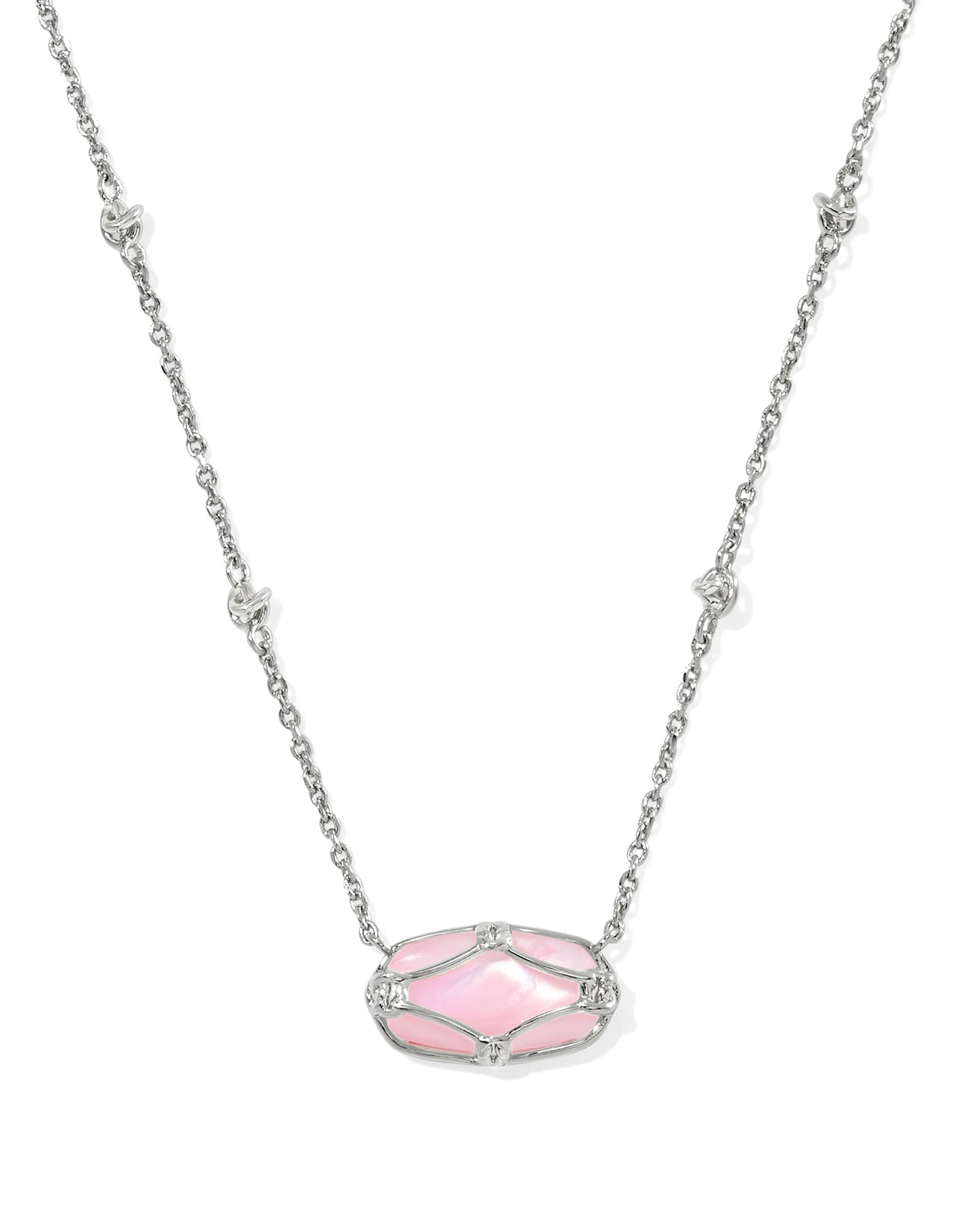 Elisa Lattice Frame Silver Short Pendant Necklace