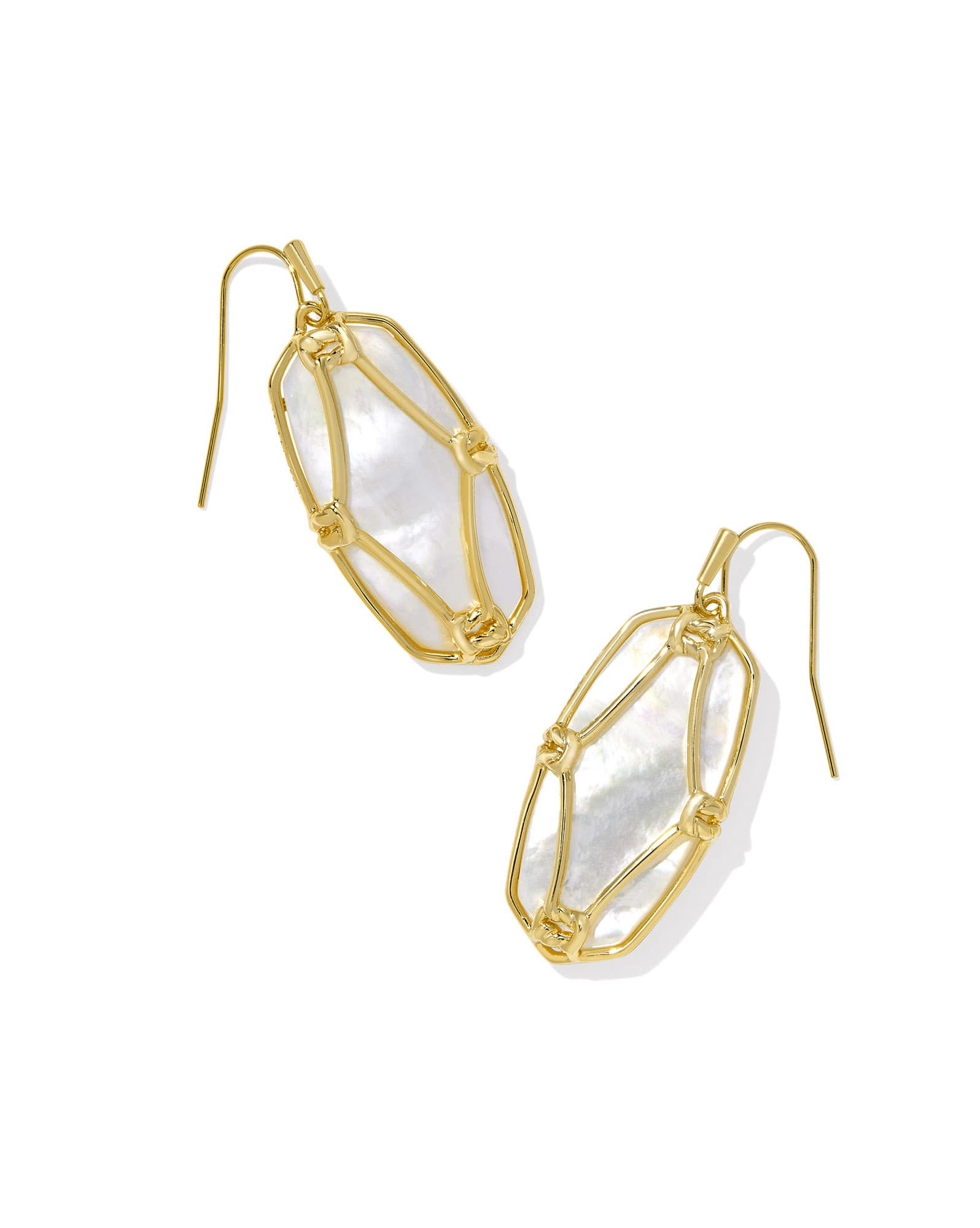 Elle Lattice Frame Gold Drop Earrings