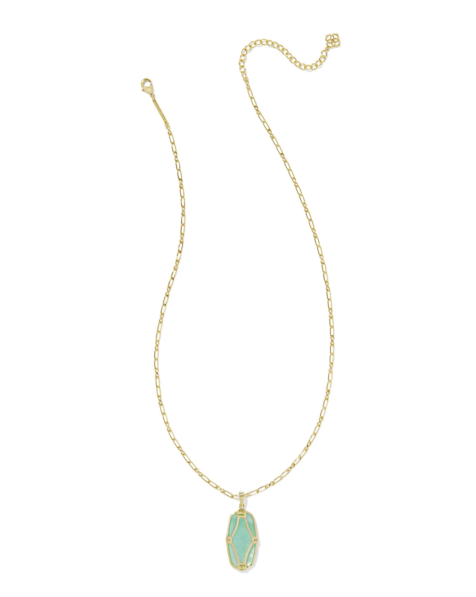 Elle Lattice Frame Gold Large Long Pendant Necklace