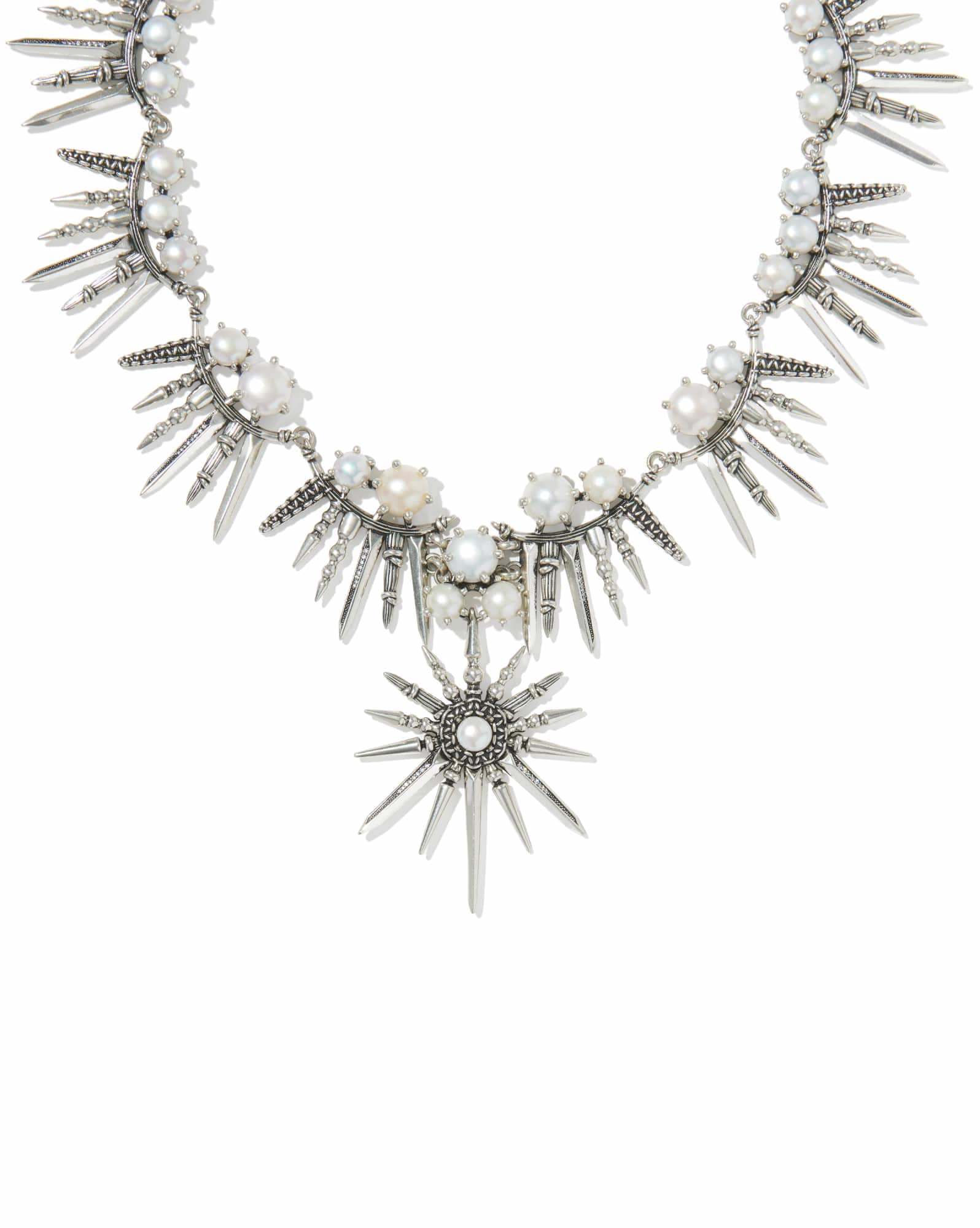 Gabriella Vintage Silver Pearl Statement Necklace