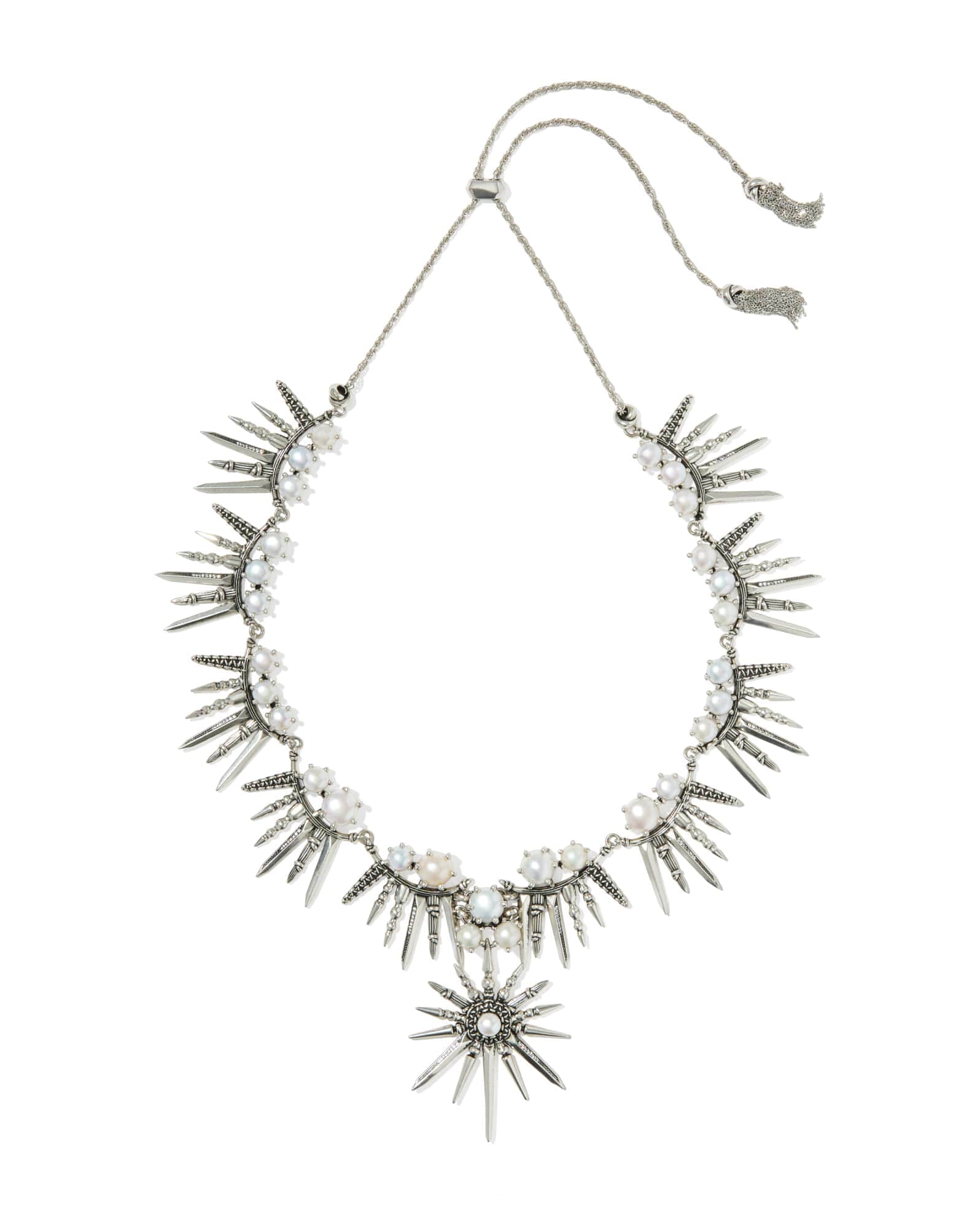 Gabriella Vintage Silver Pearl Statement Necklace
