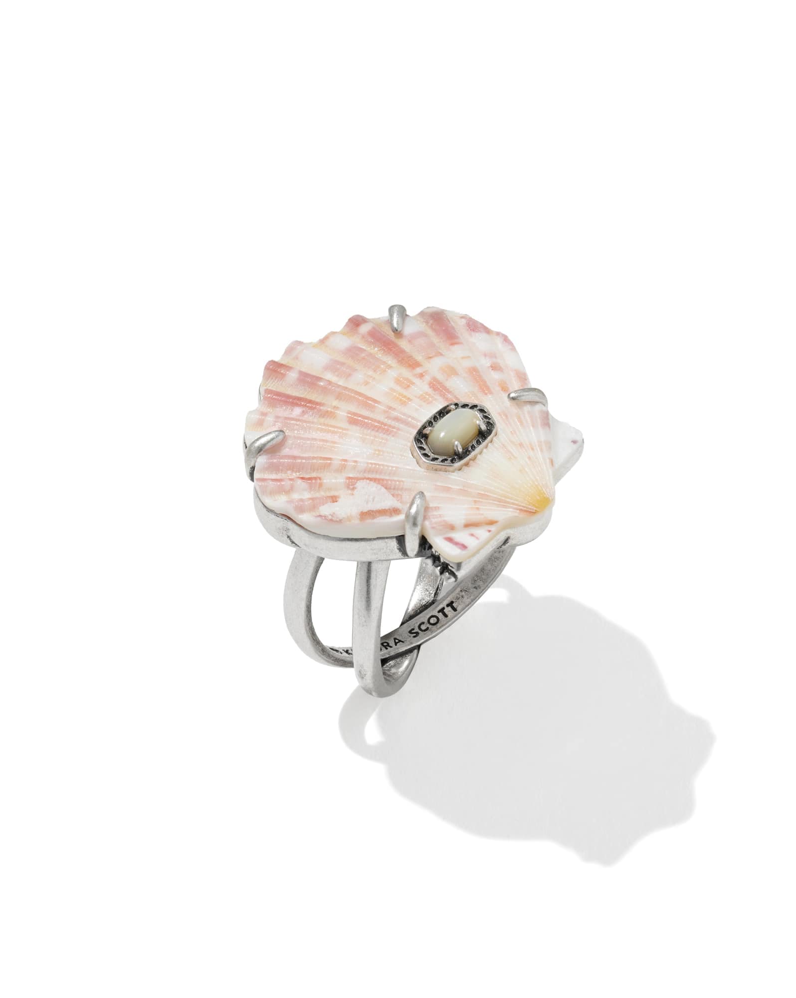 Lucia Shell Vintage Silver Cocktail Ring