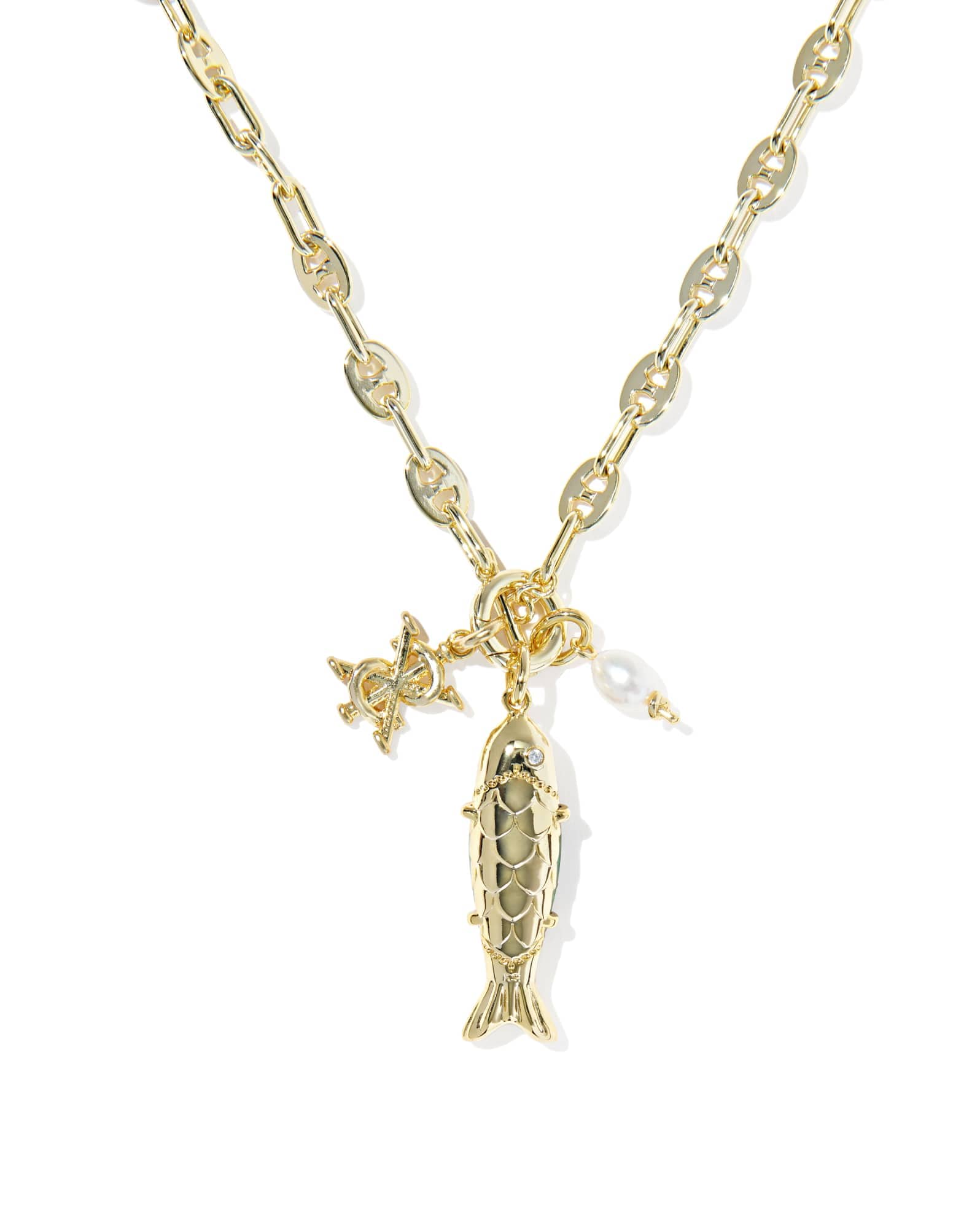 Parker Fish Gold Long Charm Necklace