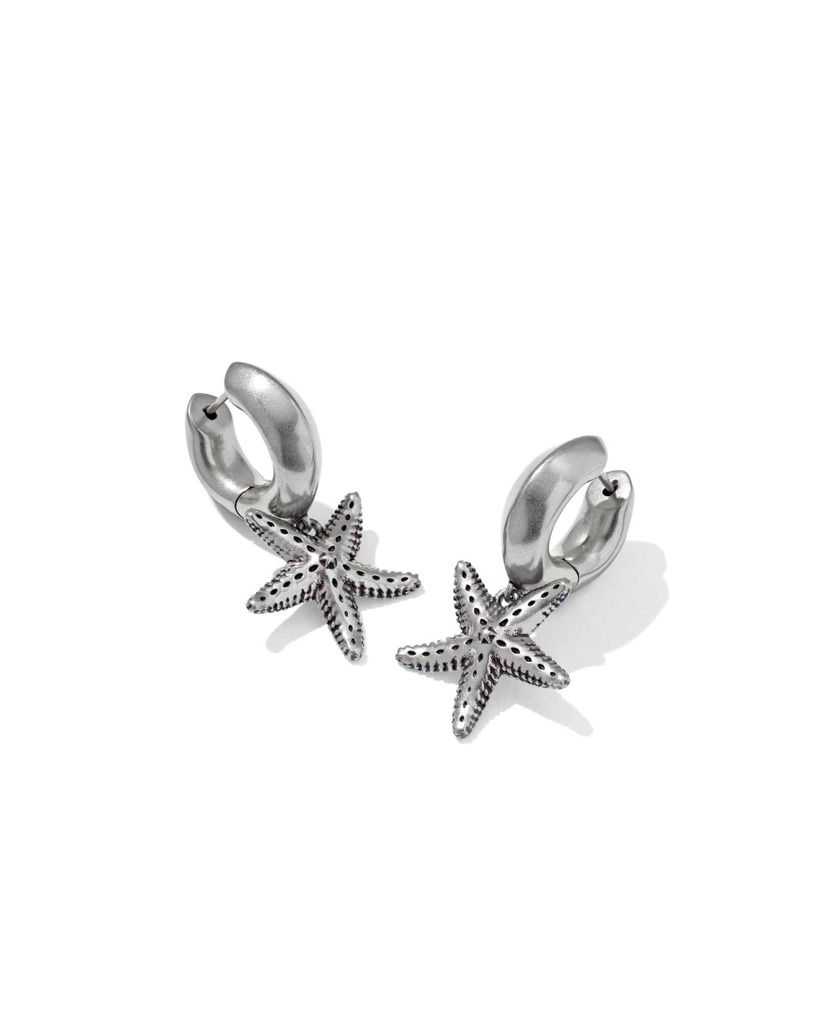 Parker Starfish Vintage Silver Huggie Earrings
