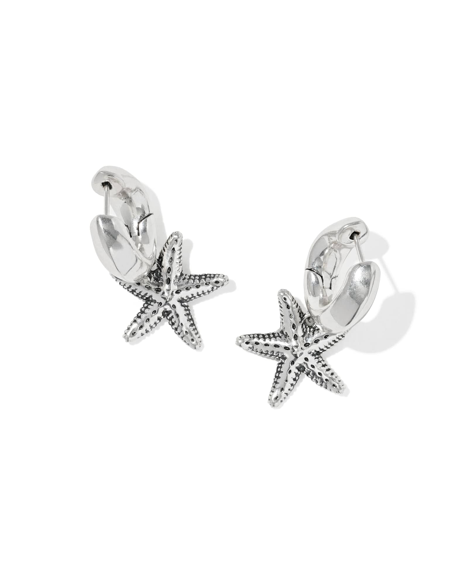 Parker Starfish Vintage Silver Huggie Earrings