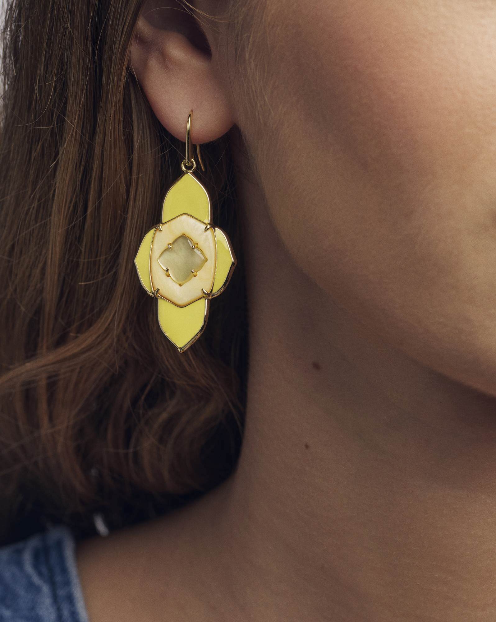 Abbie Medallion Gold Drop Earrings