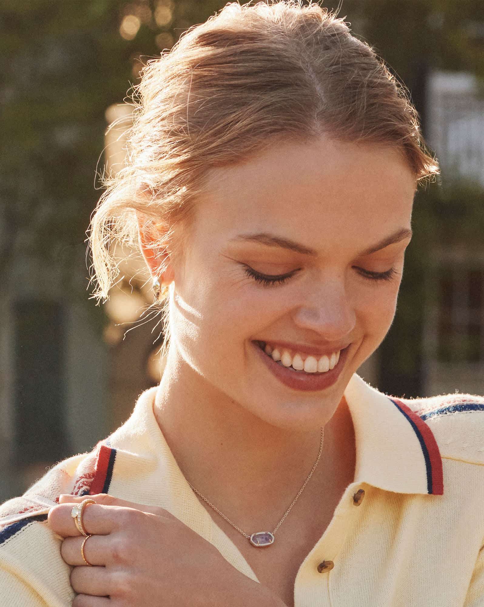 Elisa Gold Pendant Necklace in Amethyst
