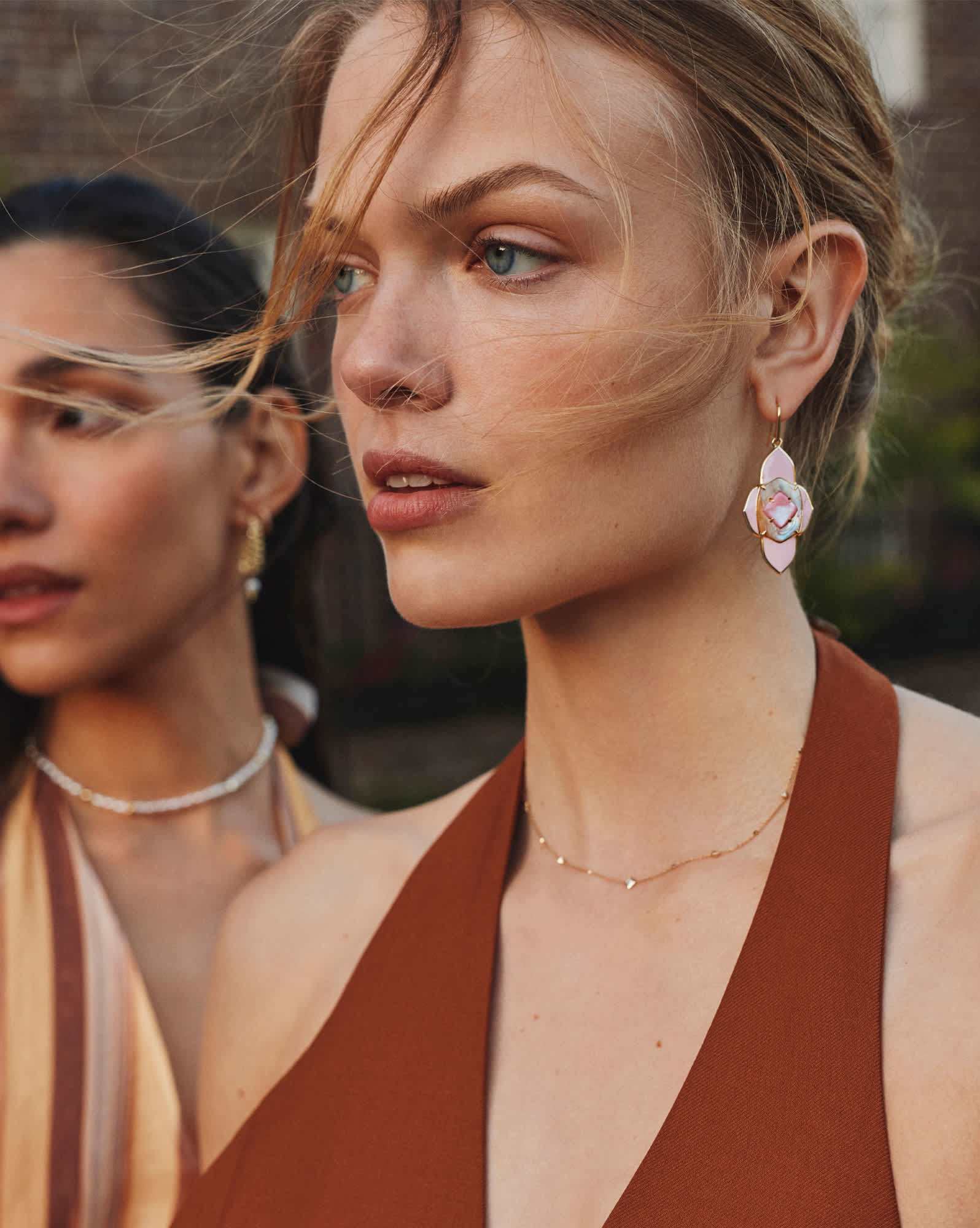Abbie Medallion Gold Drop Earrings