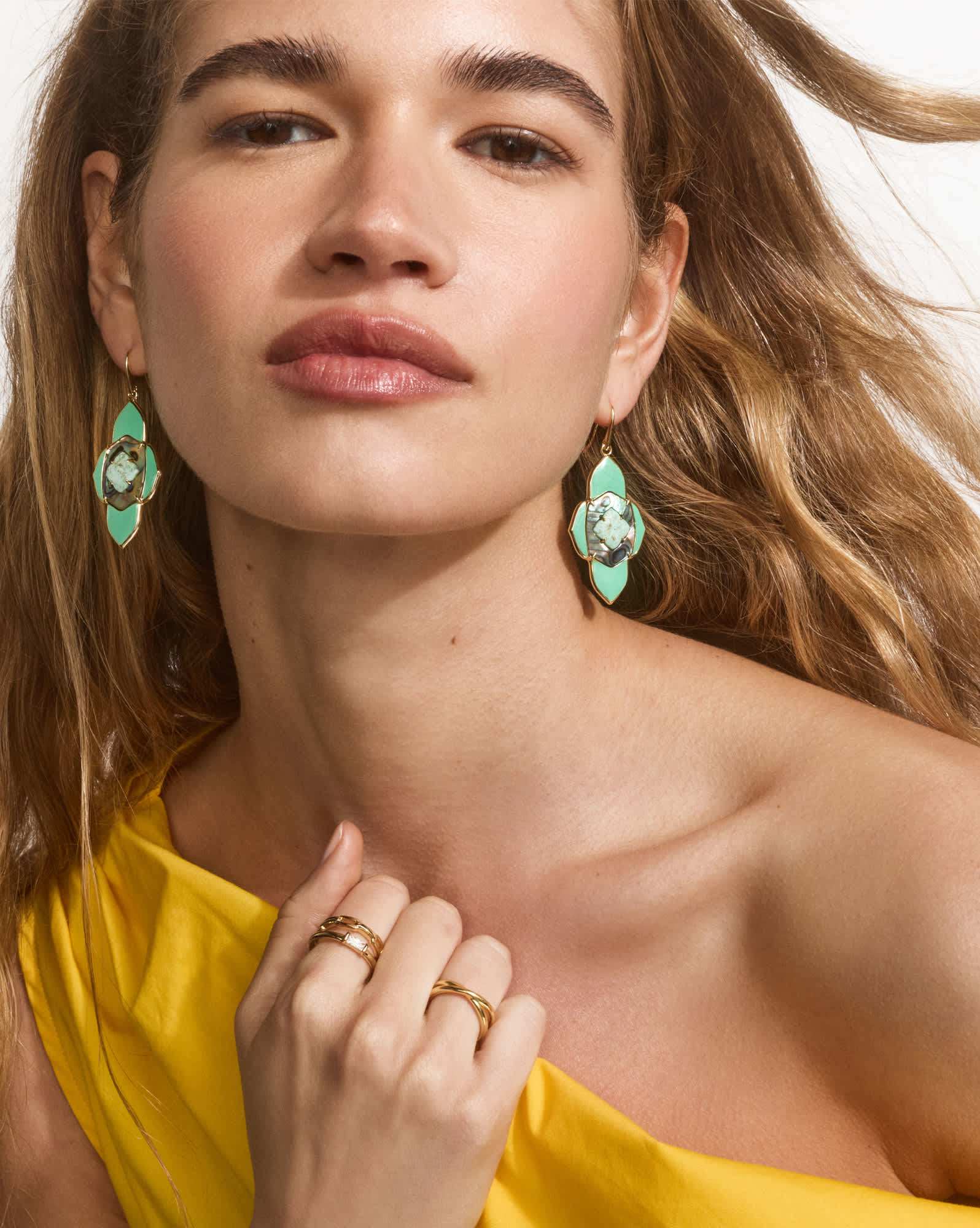 Abbie Medallion Gold Drop Earrings