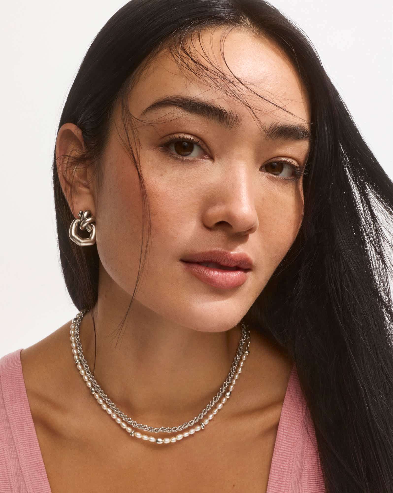 Parker Knot Vintage Silver Open Frame Earrings
