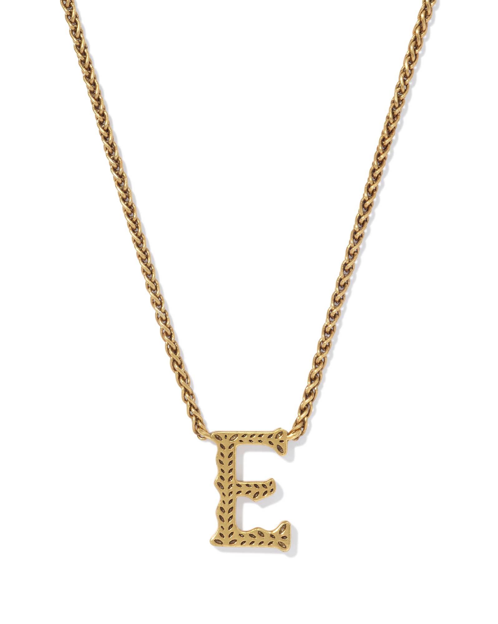 Beau Letter E Pendant Necklace in Vintage Gold