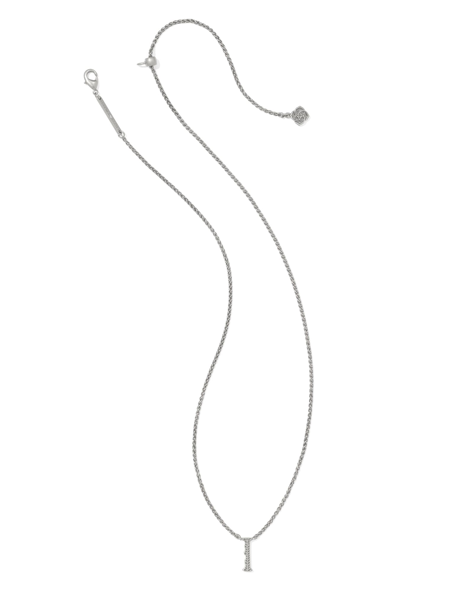 Beau Letter I Pendant Necklace in Vintage Silver