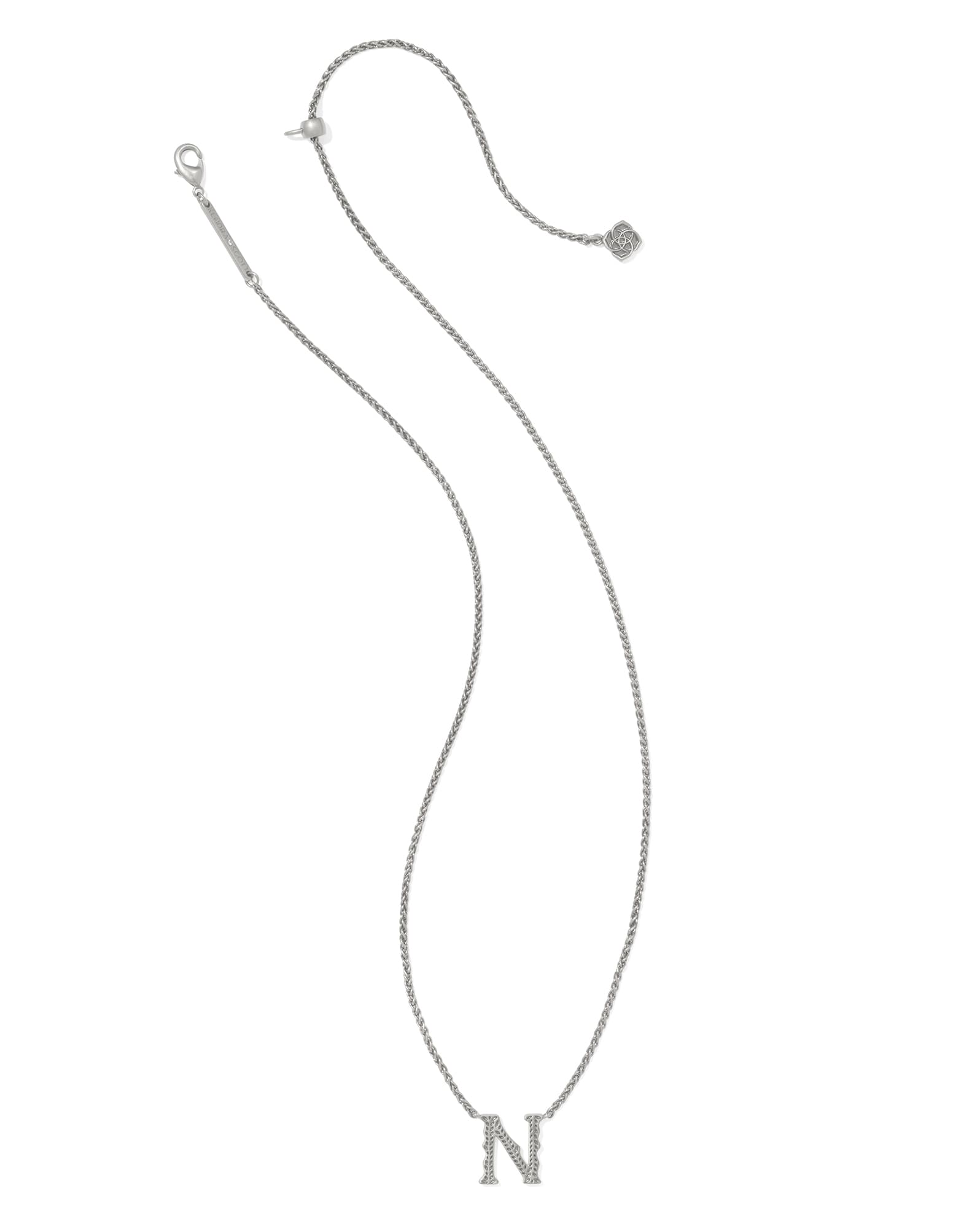 Beau Letter N Pendant Necklace in Vintage Silver