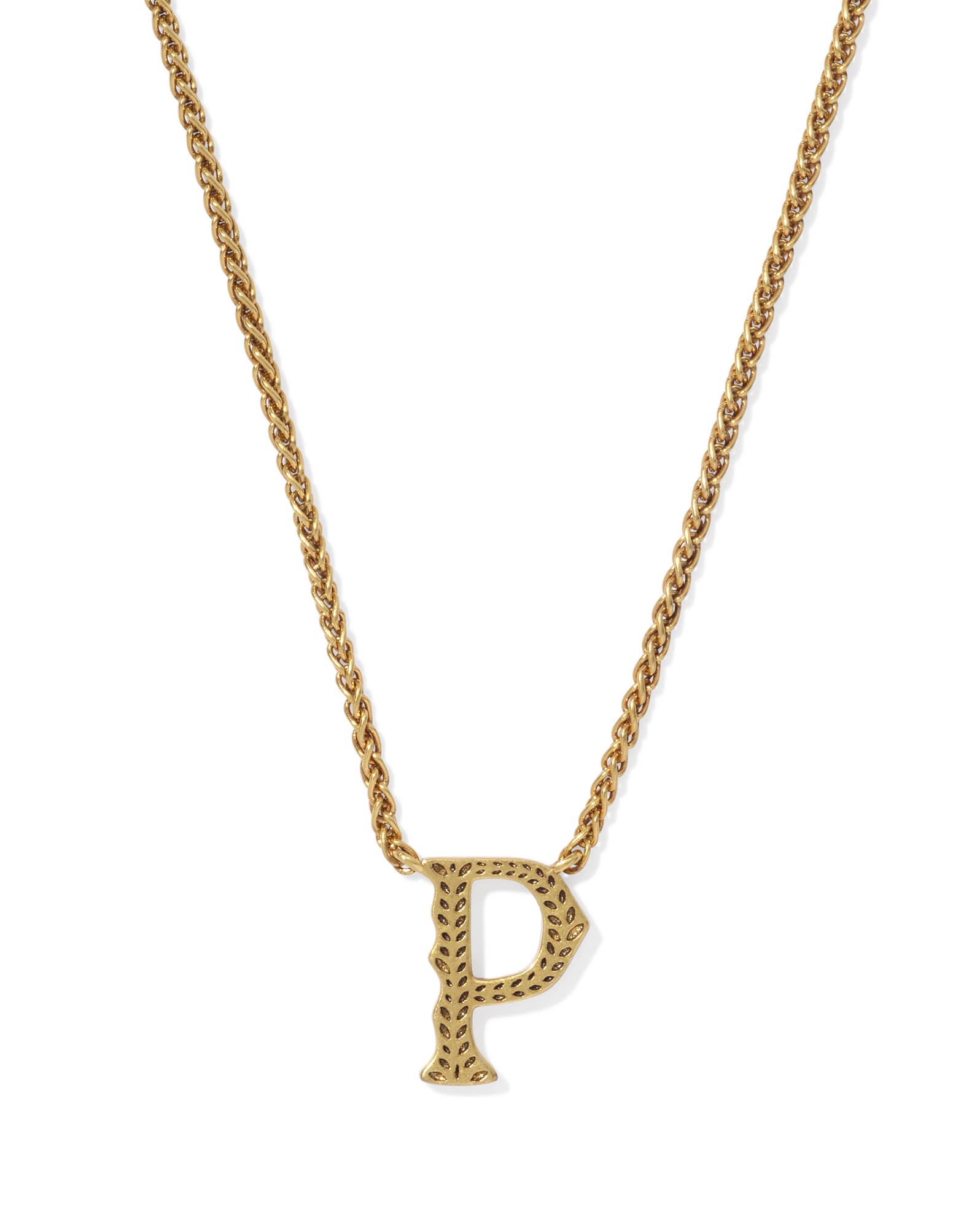 Beau Letter P Pendant Necklace in Vintage Gold