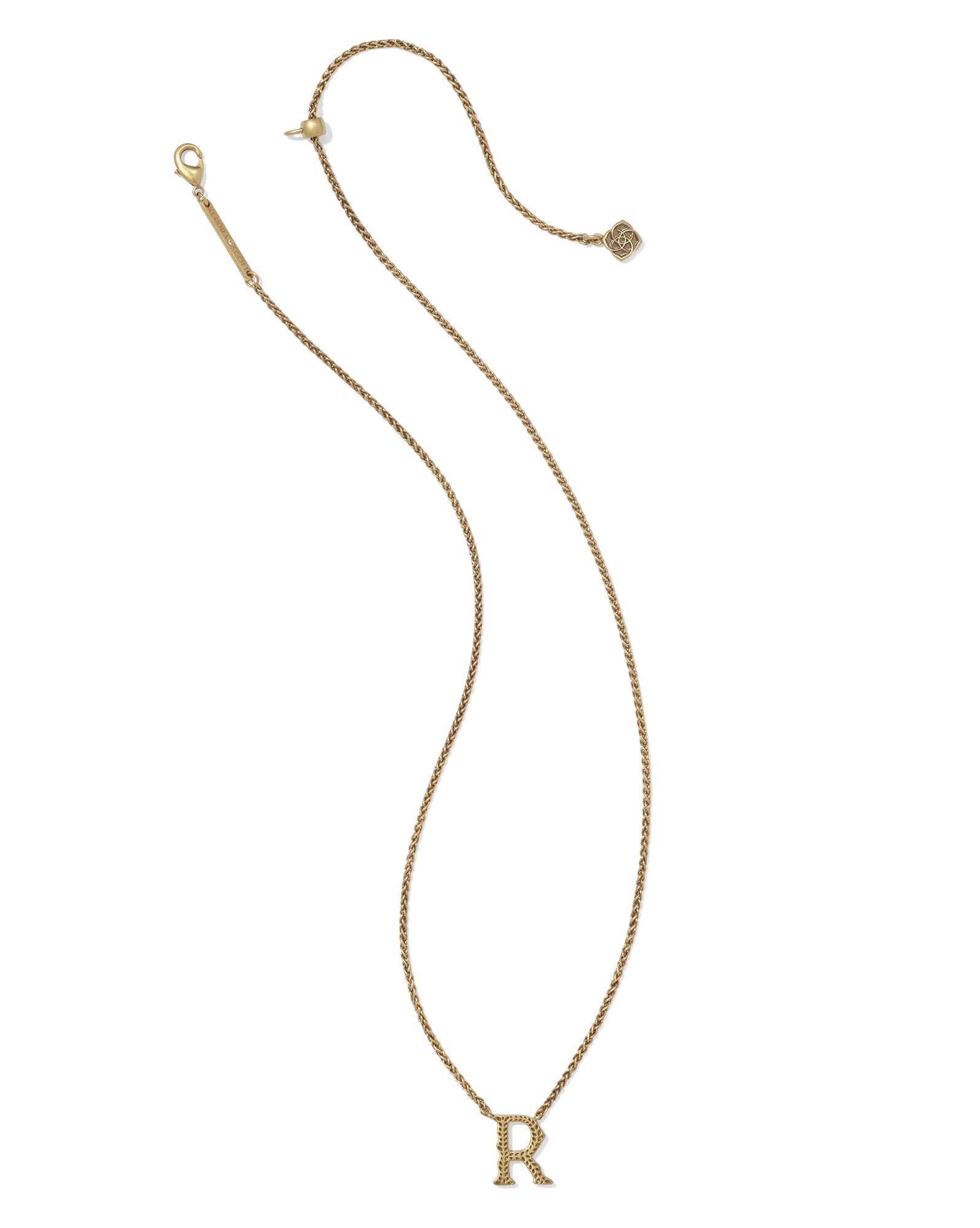 Beau Letter R Pendant Necklace in Vintage Gold