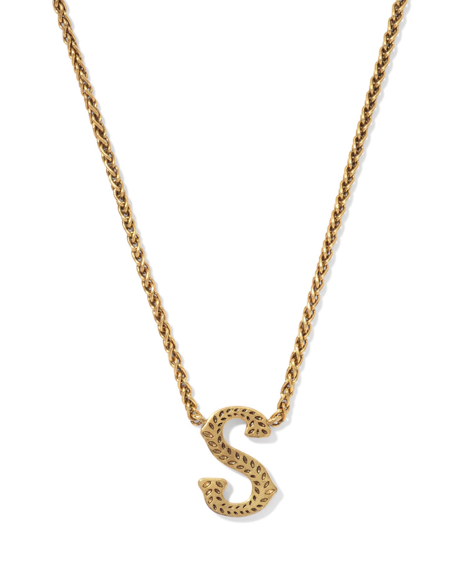 Beau Letter S Pendant Necklace in Vintage Gold
