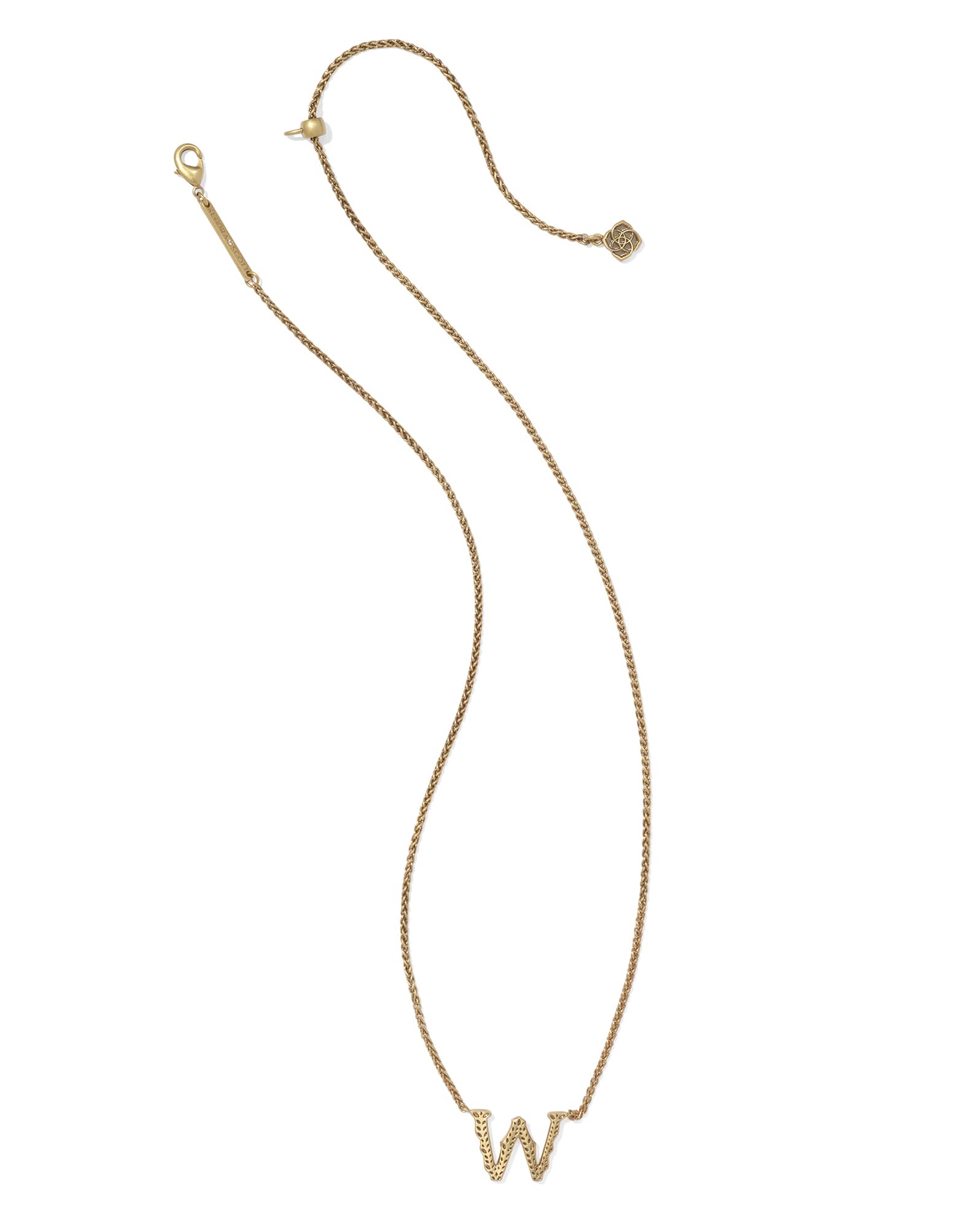 Beau Letter W Pendant Necklace in Vintage Gold