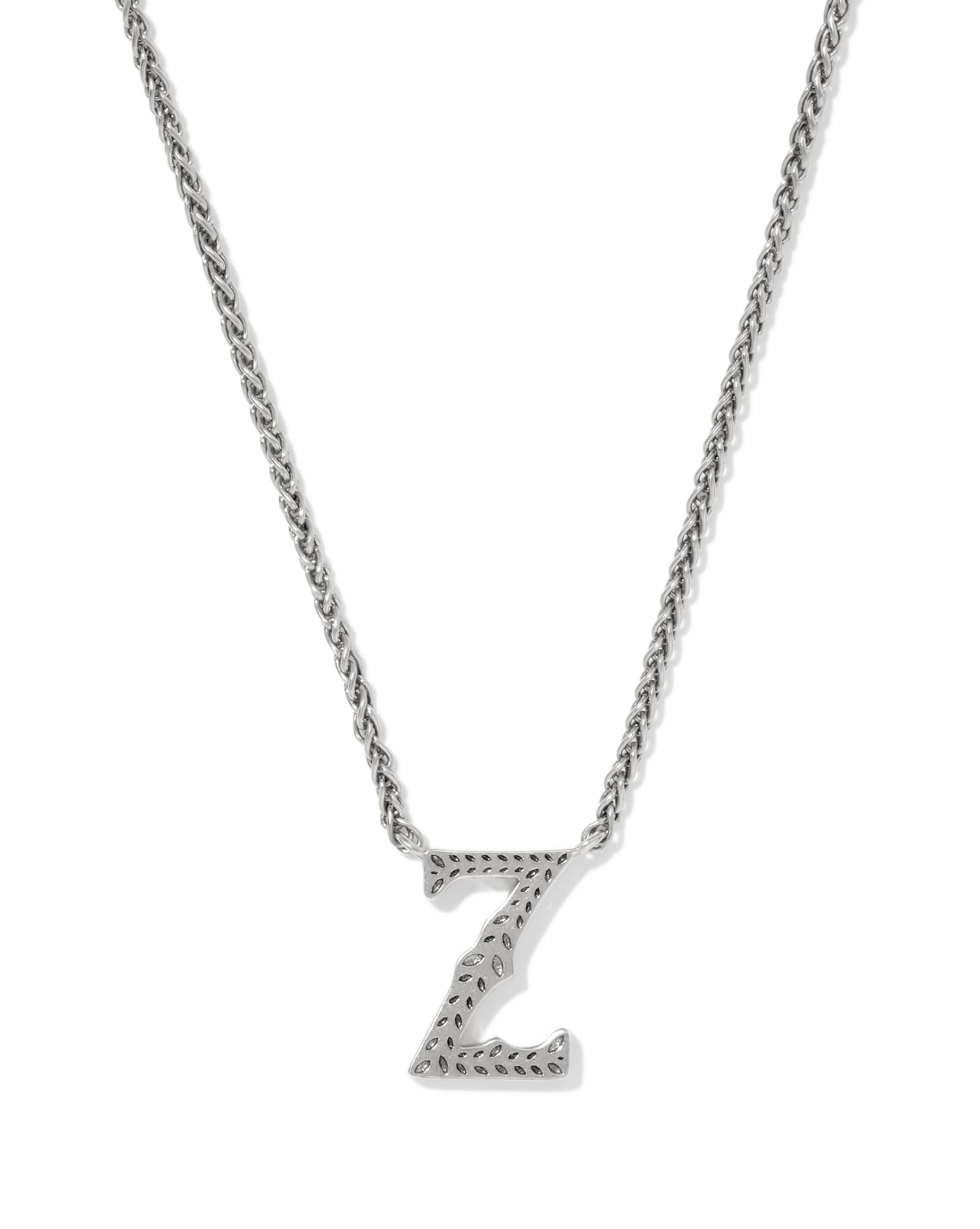 Beau Letter Z Pendant Necklace in Vintage Silver