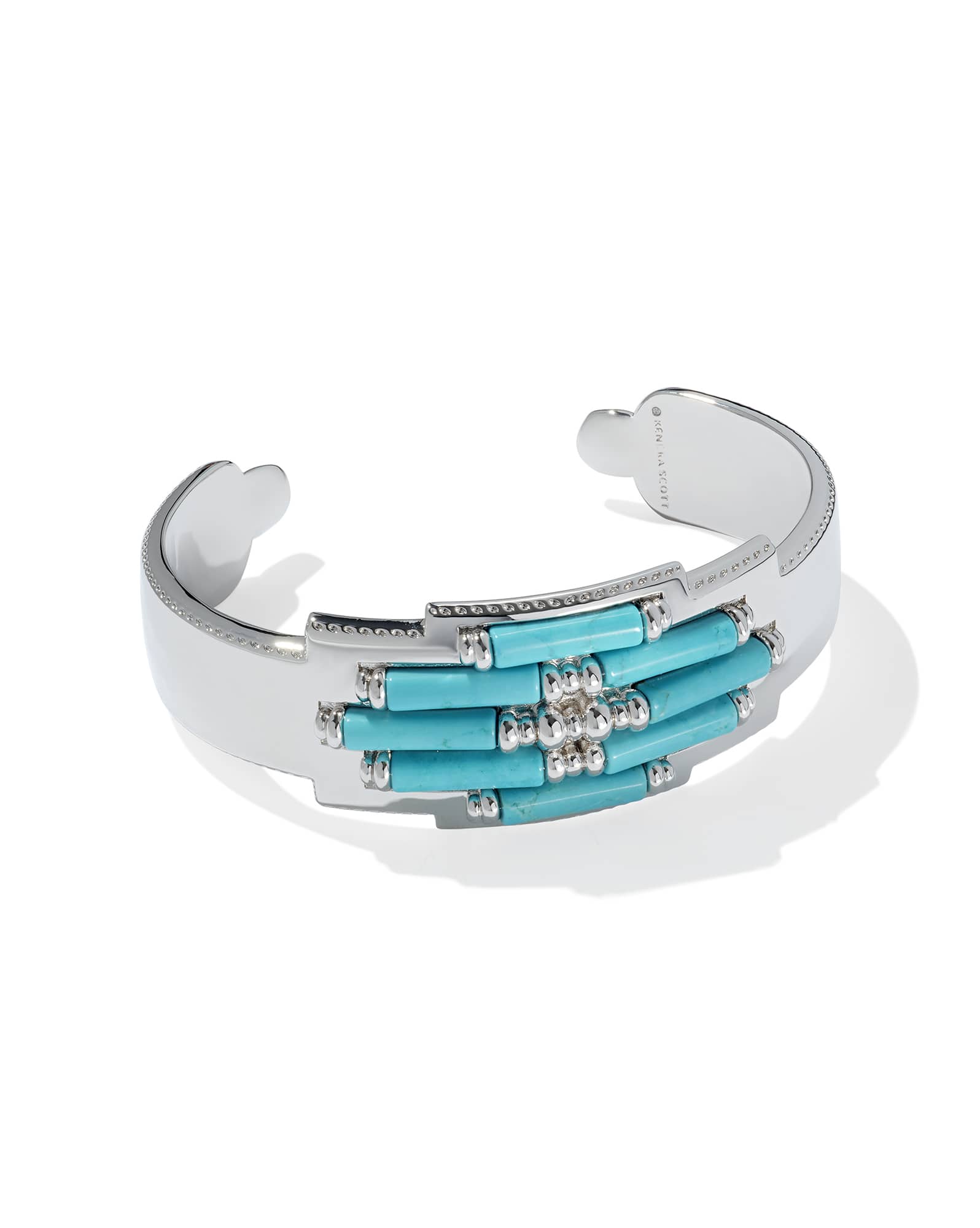 Ember Silver Statement Metal Cuff in Variegated Turquoise Magnesite