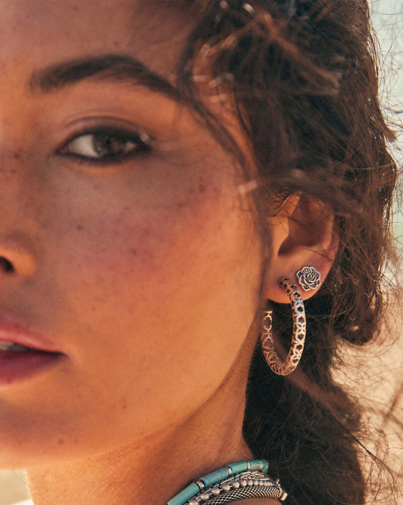 Maggie Hoop Earrings in Vintage Silver