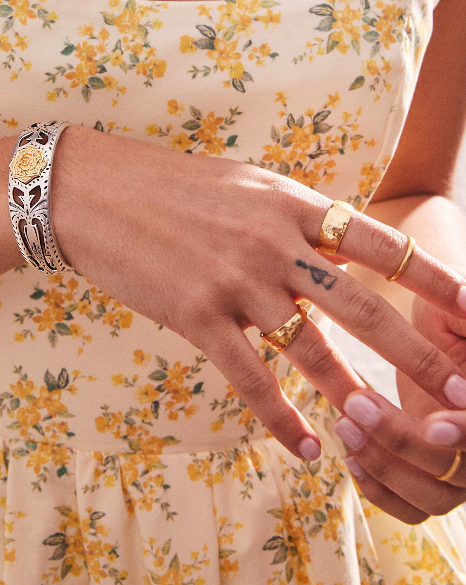 Ansel Rose Cuff Bracelet in Mixed Metal