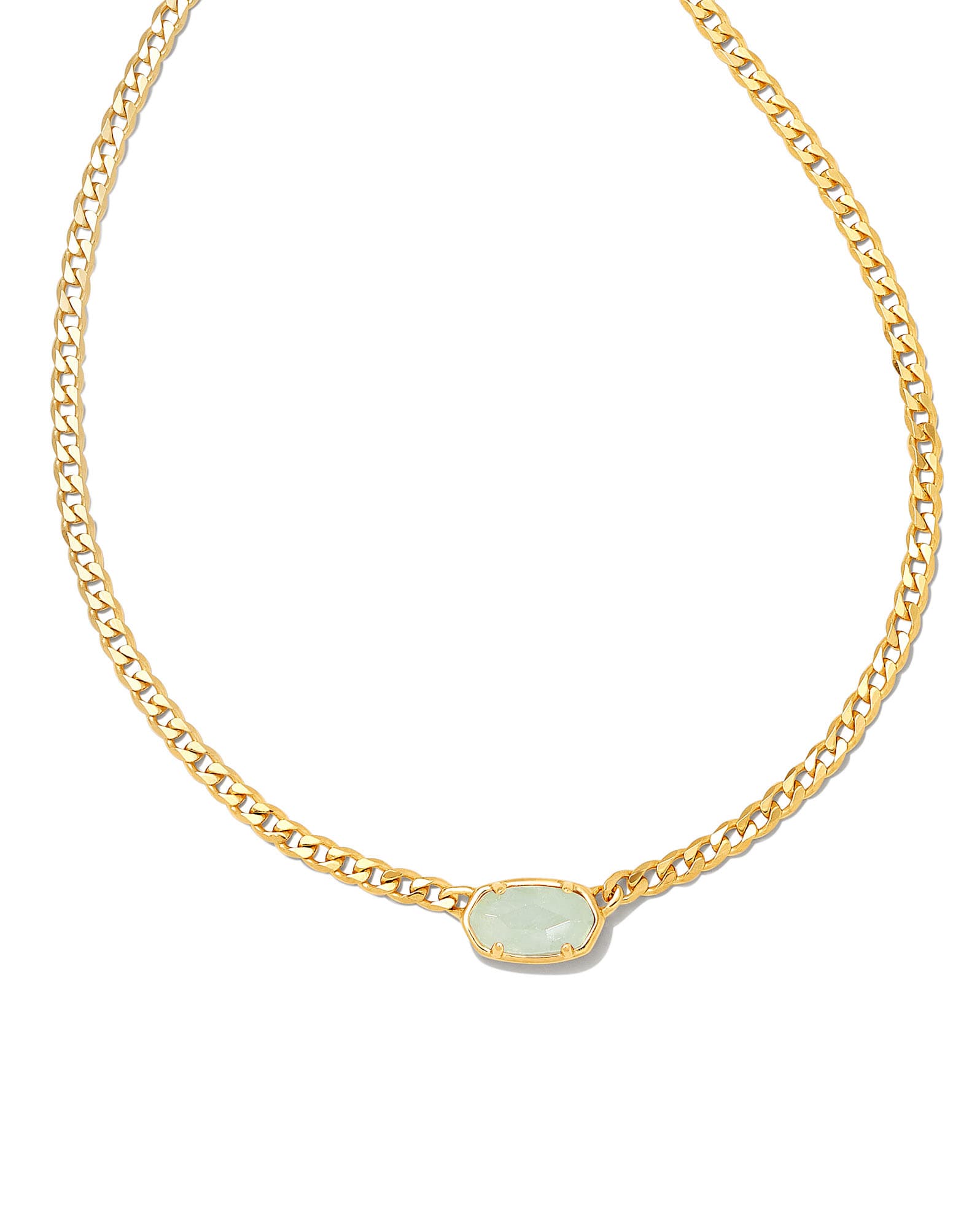 Fern 18k Gold Vermeil Curb Chain Necklace in Aquamarine