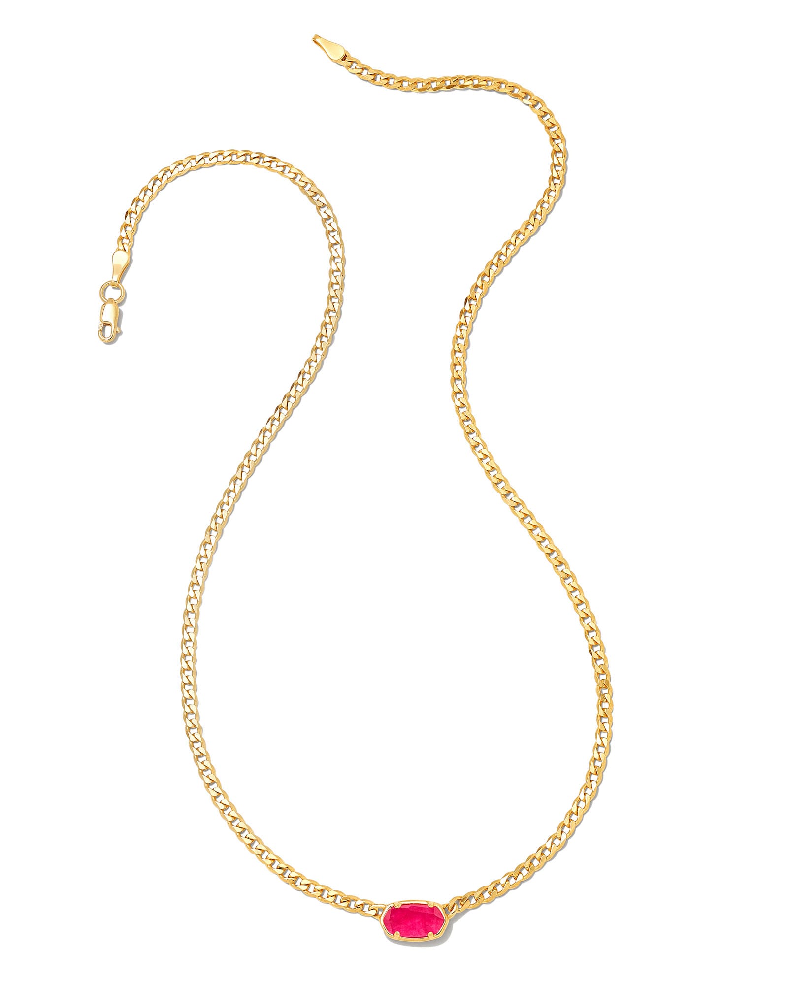 Fern 18k Gold Vermeil Curb Chain Necklace in Pink Quartz