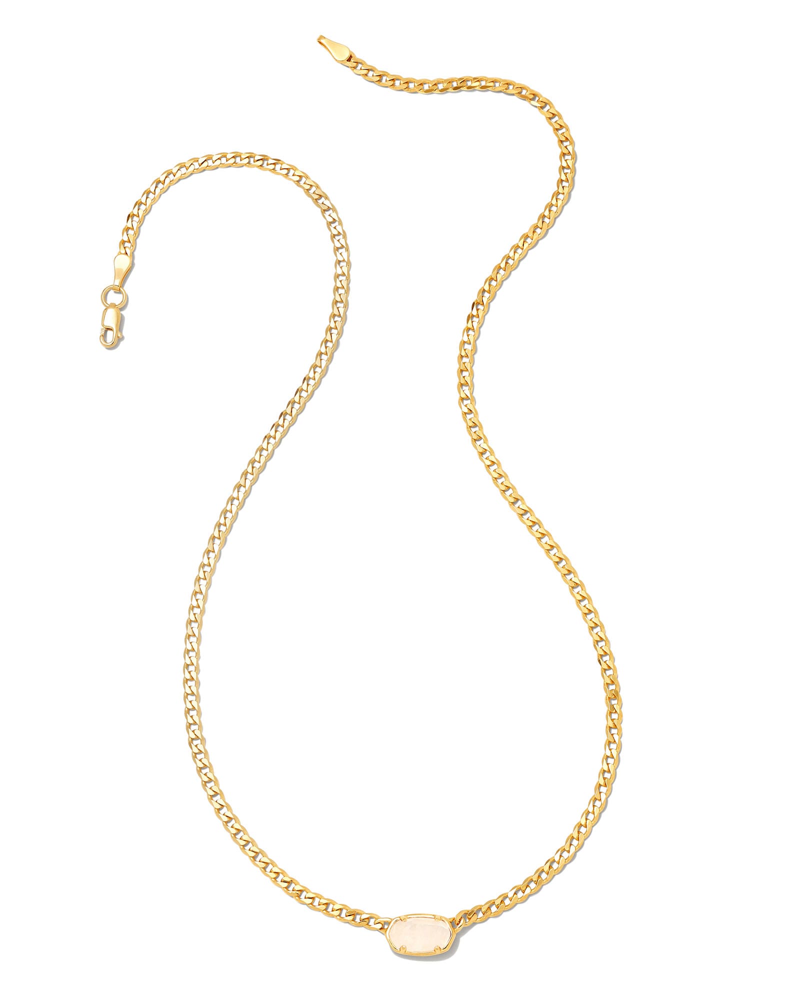 Fern 18k Gold Vermeil Curb Chain Necklace in Rainbow Moonstone