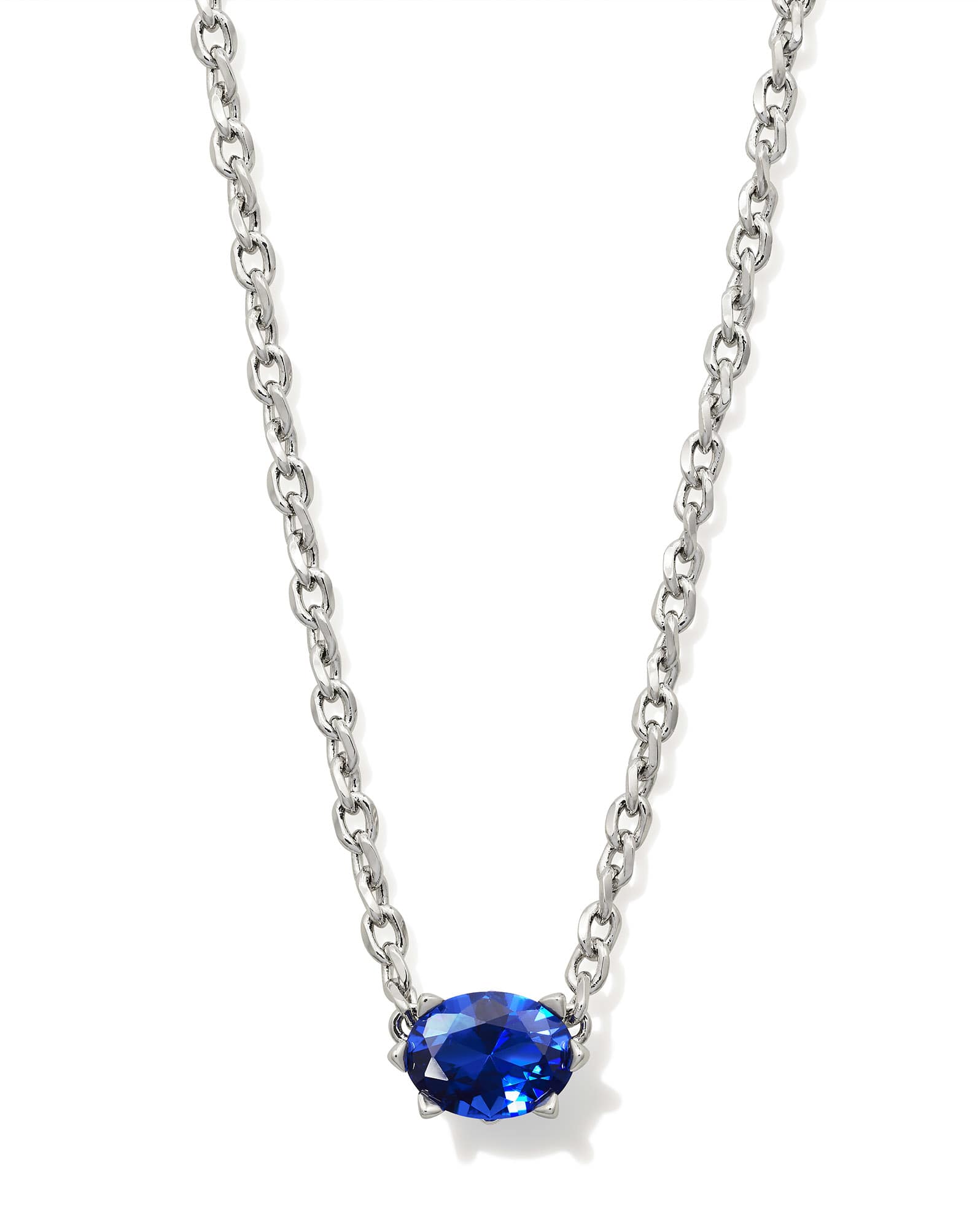 Cailin Silver Pendant Necklace in Aqua Crystal