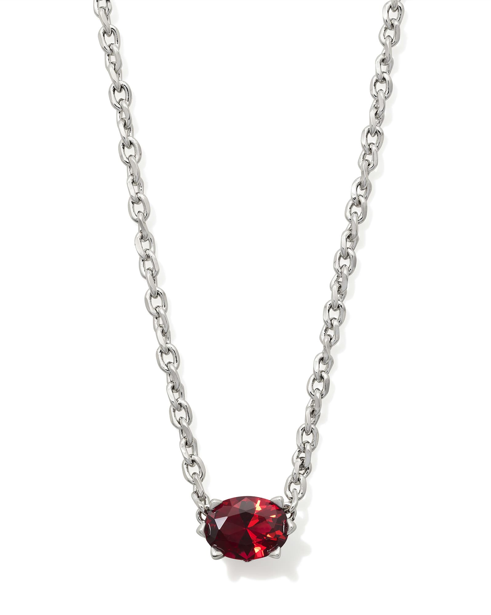 Cailin Silver Pendant Necklace in Red Crystal