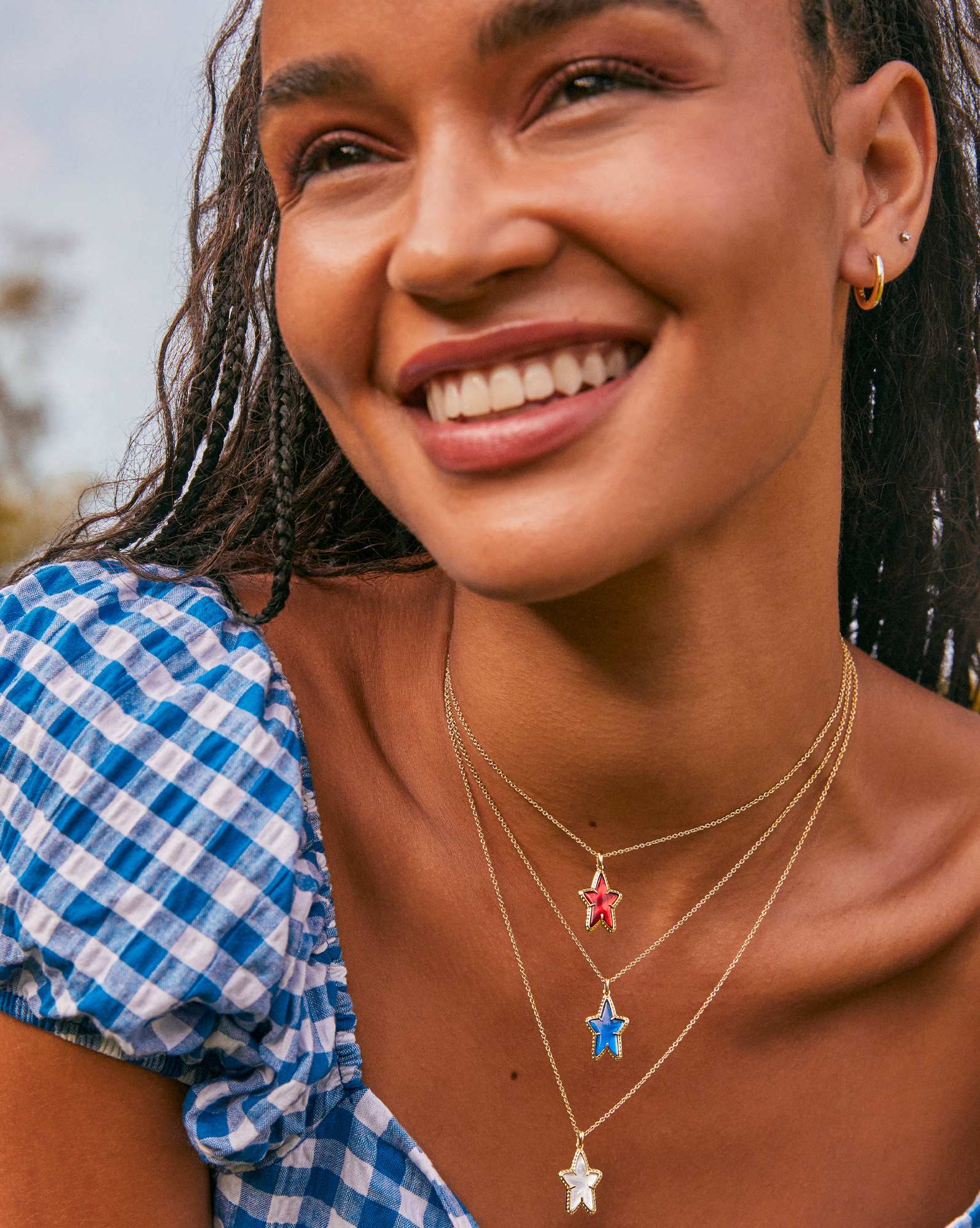 Ada Gold Short Pendant in Cobalt Blue Illusion