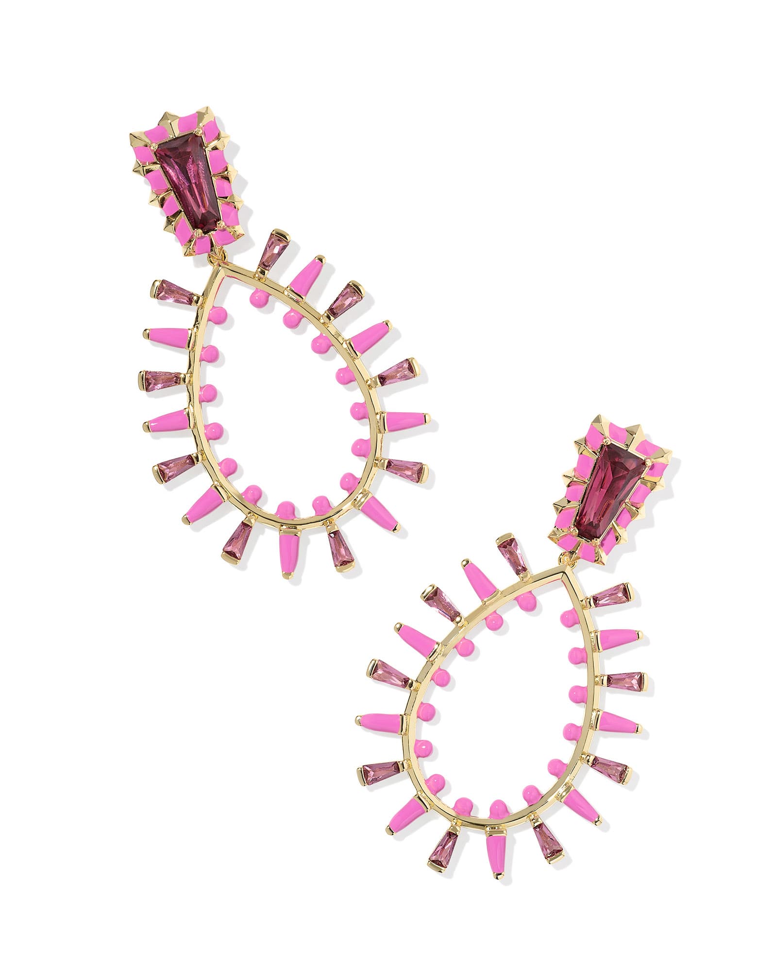 Kelsey Gold Statement Earrings in Pink Mix
