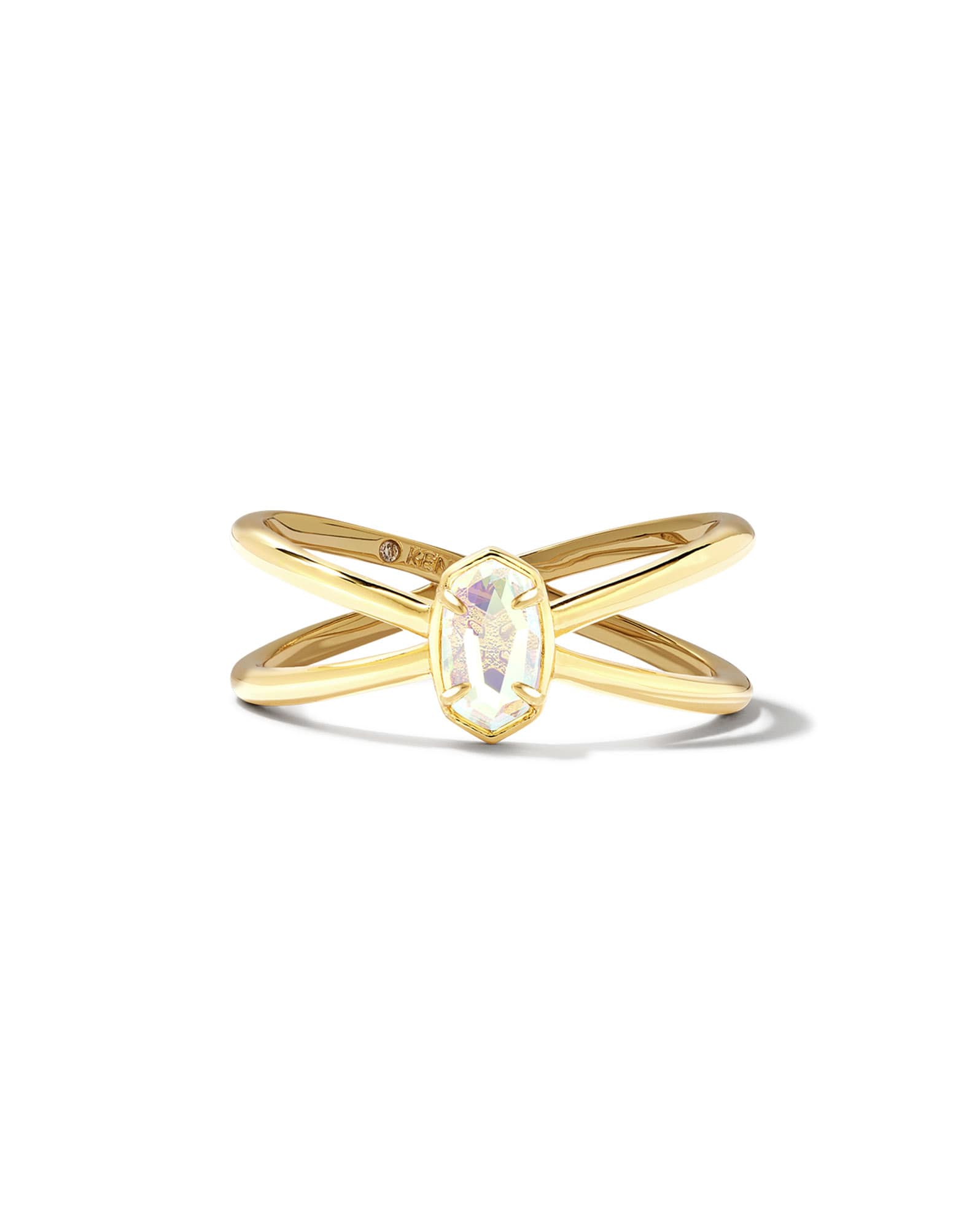 Emilie Gold Double Band Ring in Dichoric Glass
