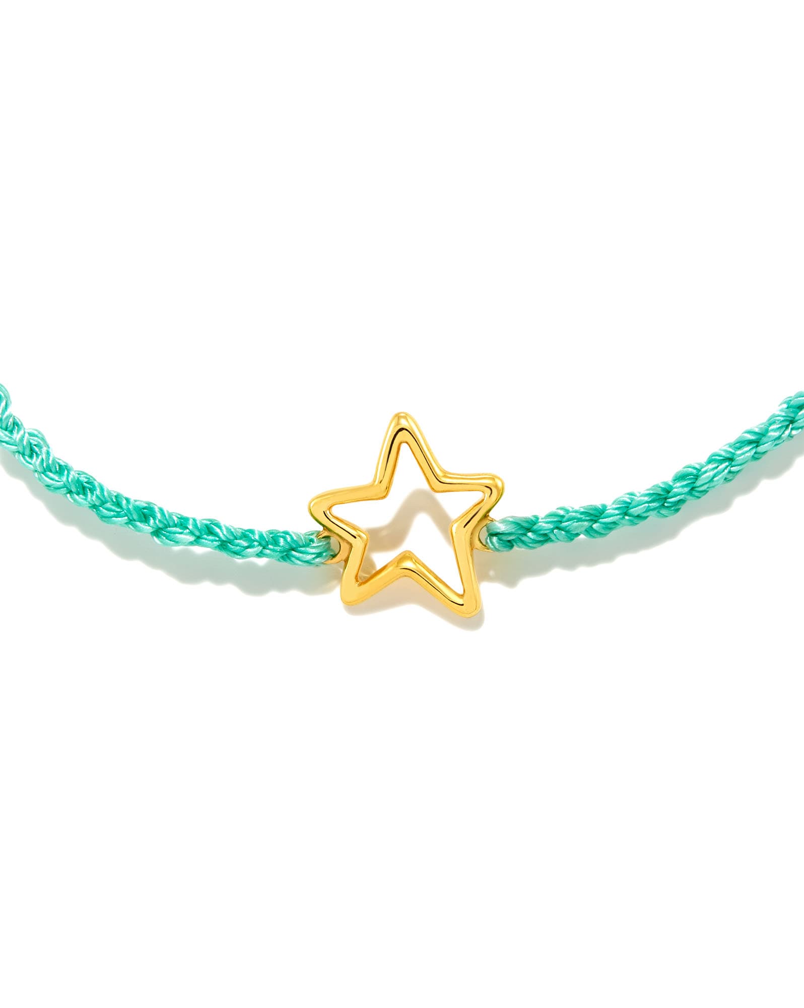 Open Star 18k Gold Vermeil Corded Bracelet in Light Turquoise