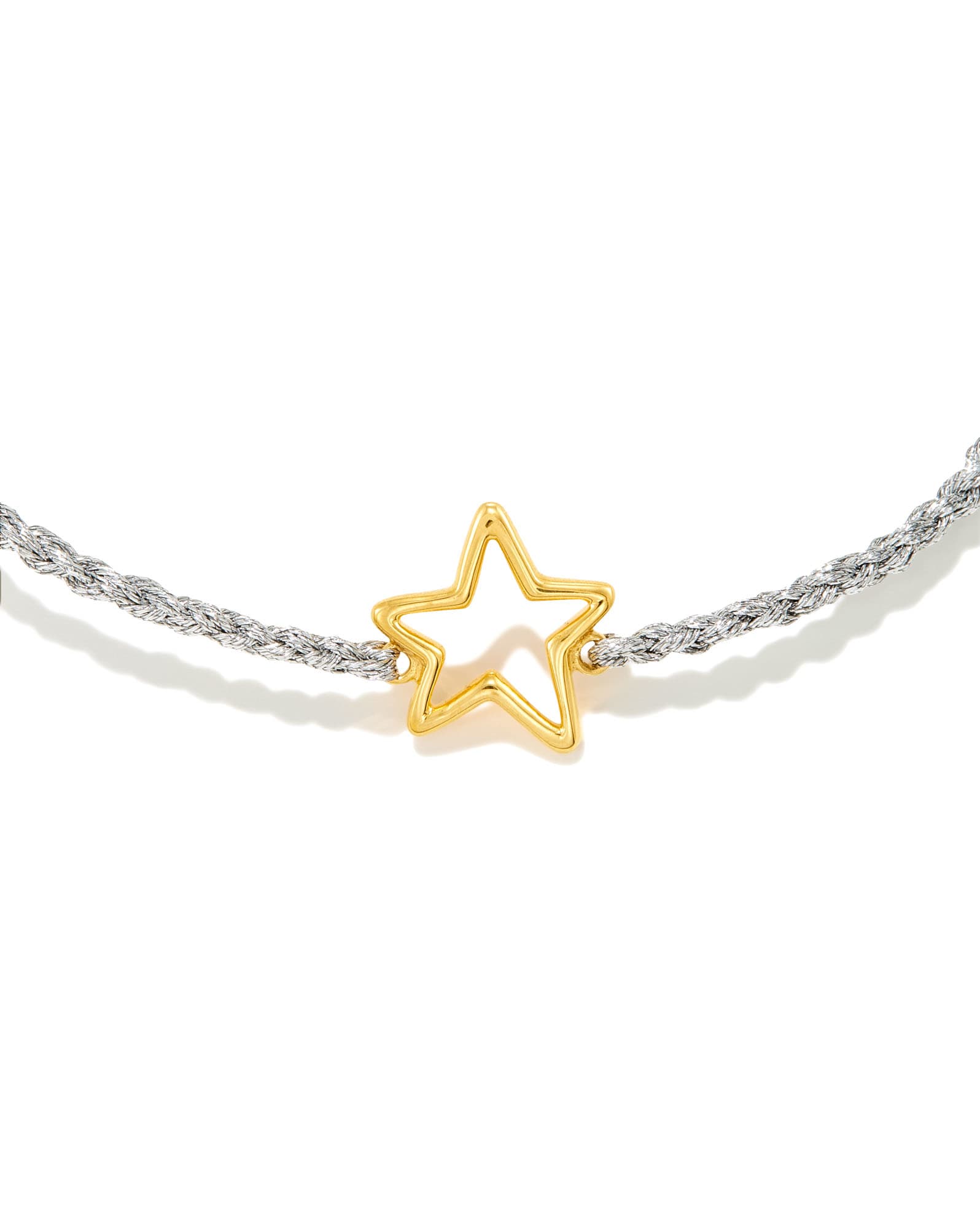 Open Star 18k Gold Vermeil Corded Bracelet in Metallic Silver