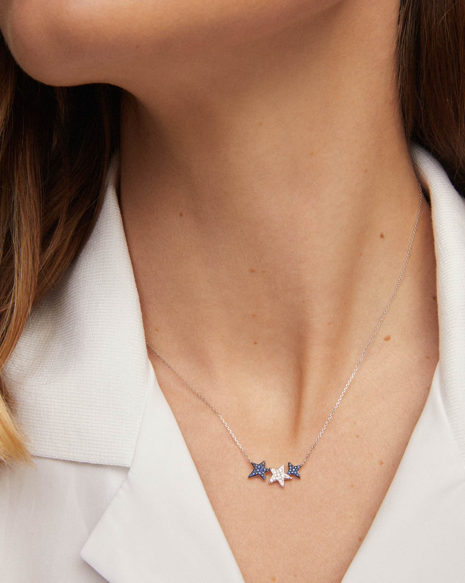 Star Cluster 14k White Gold Pendant Necklace