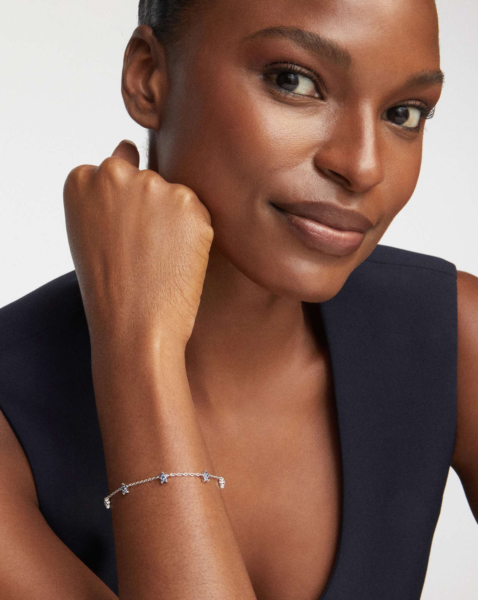 Sierra Silver Star Crystal Delicate Chain Bracelet