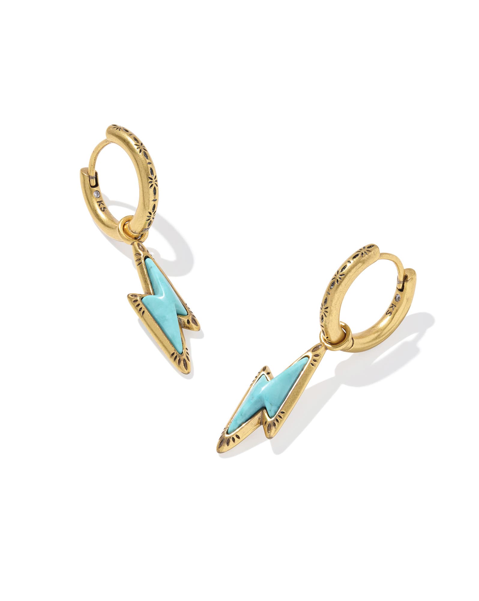 Lightning Bolt Vintage Gold Huggie Earrings