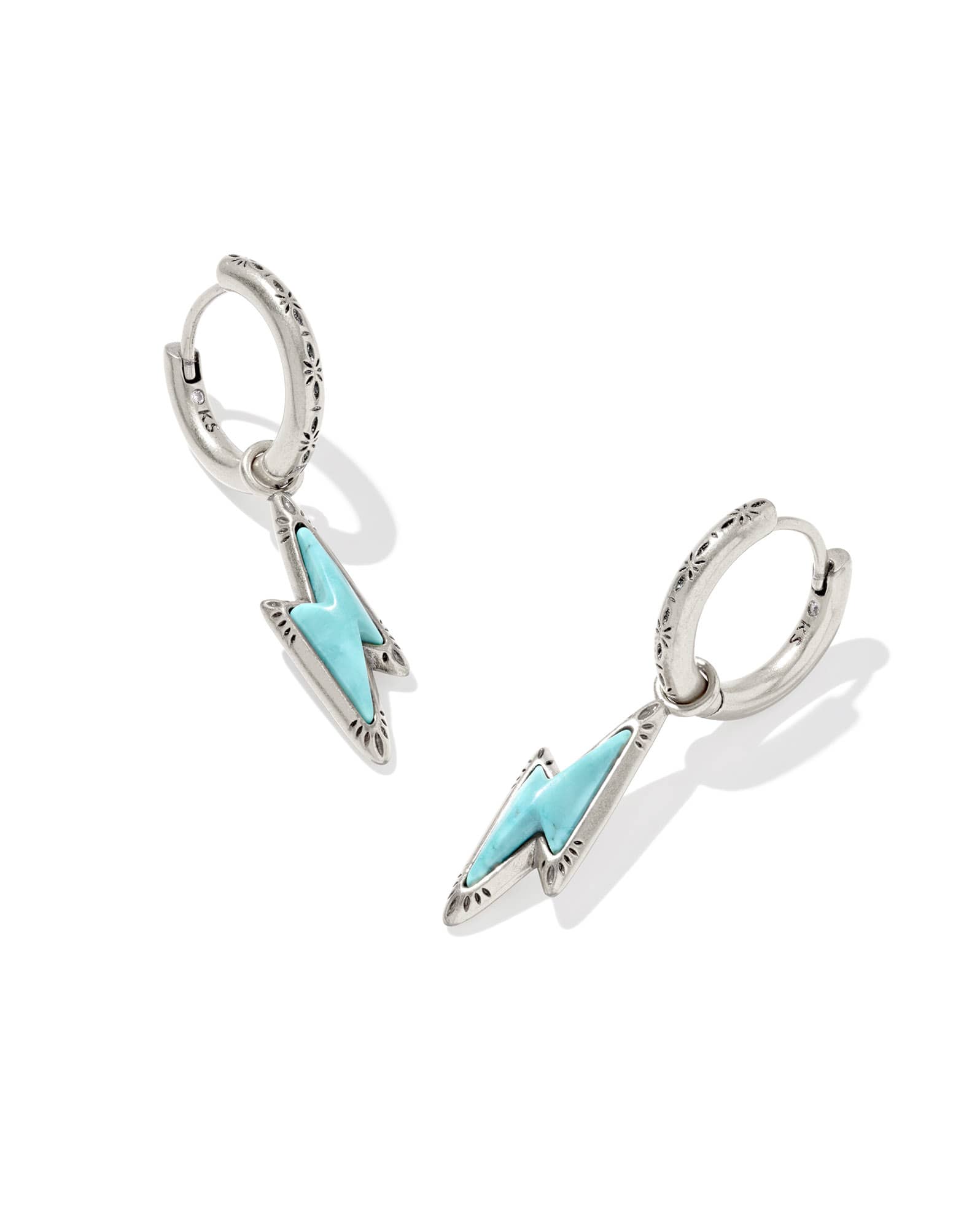 Lightning Bolt Vintage Silver Huggie Earrings