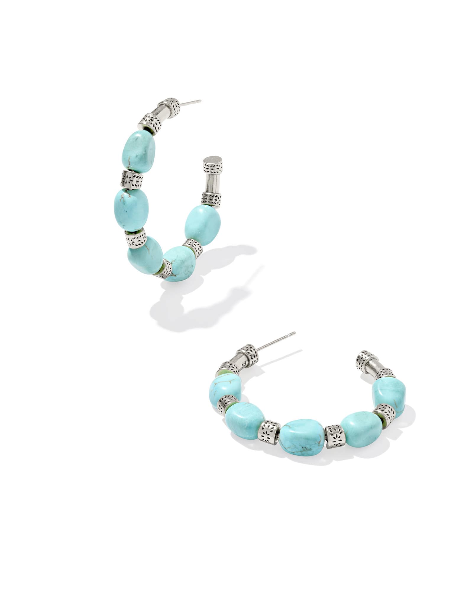 Melinda Vintage Silver Beaded Hoop Earrings