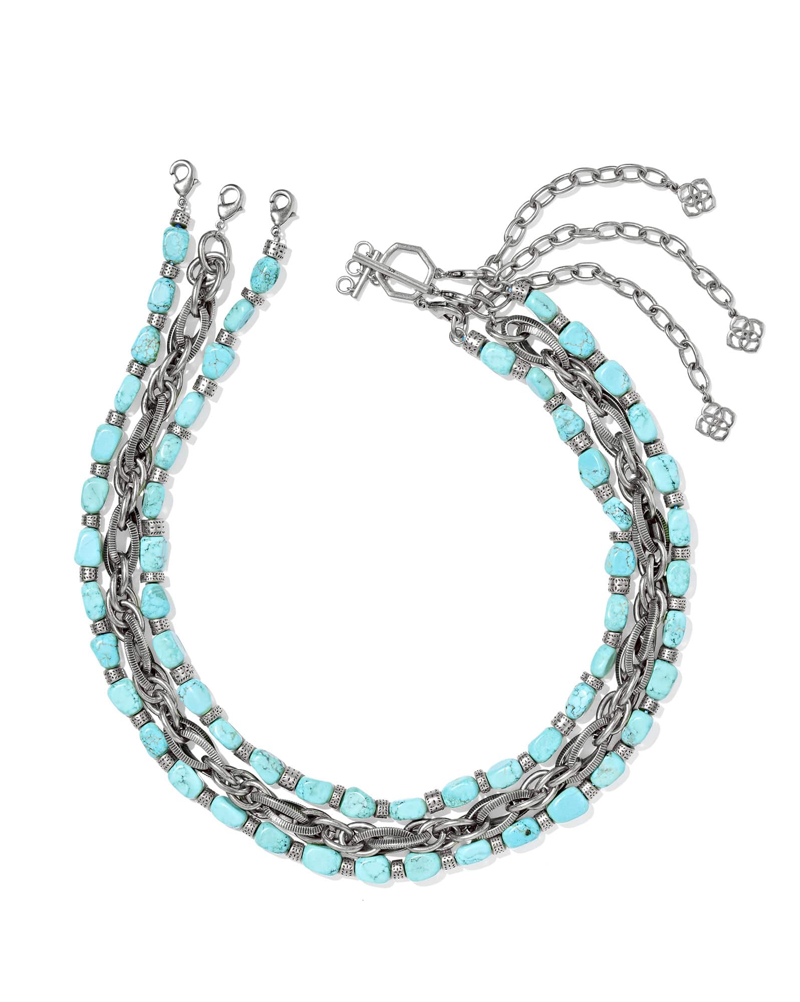 Melinda Vintage Silver Beaded Multi Strand Necklace