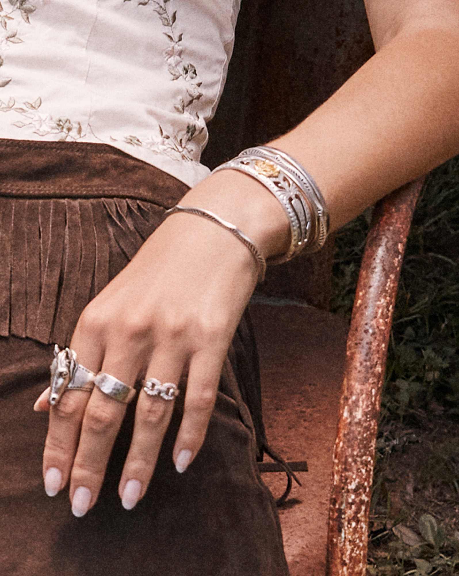 Ansel Rose Cuff Bracelet in Mixed Metal